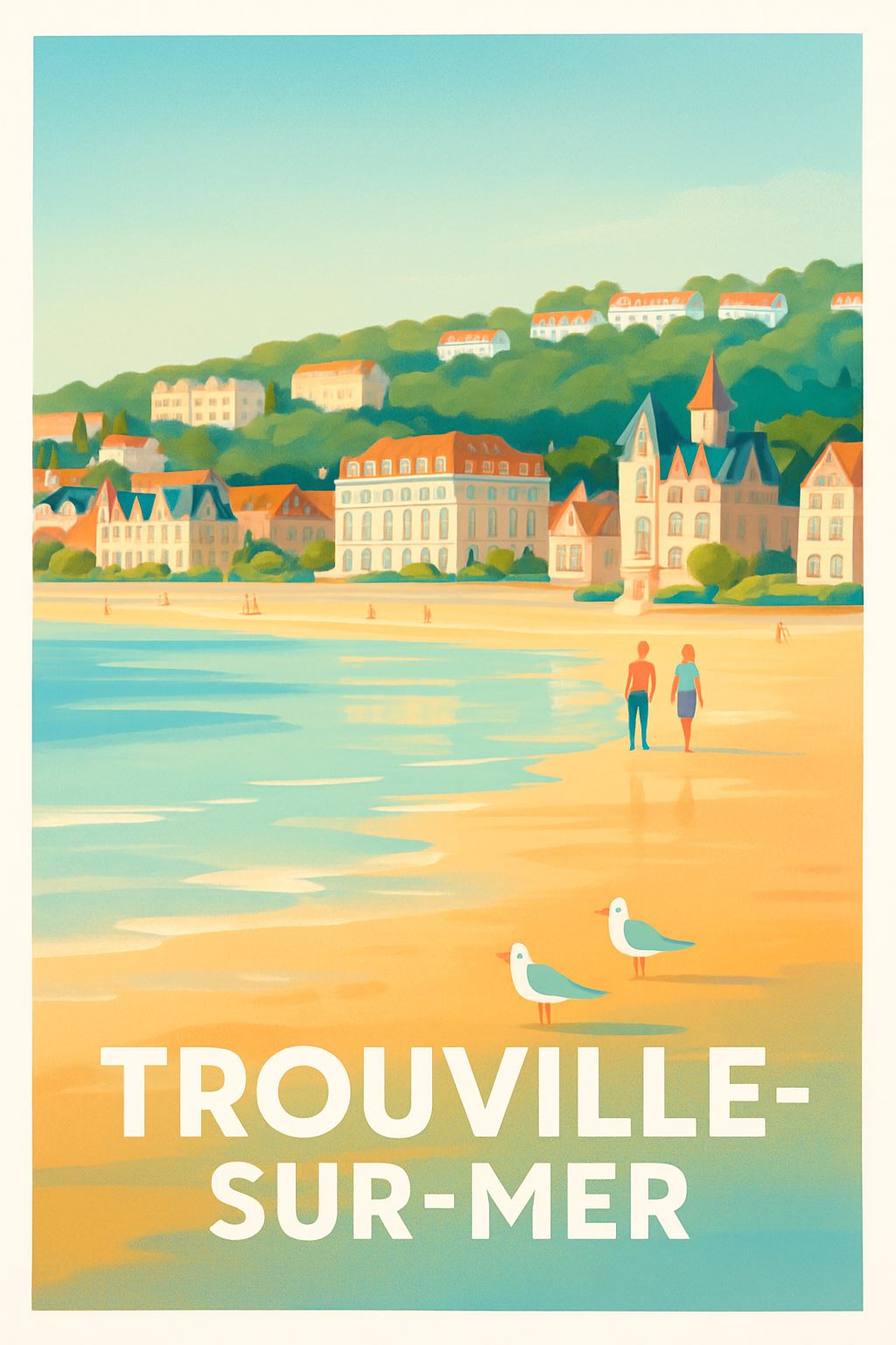 Calvados France Pas de Cadre / 20 × 30cm Affiche de Trouville-sur-Mer - Évasion Balnéaire Authentique