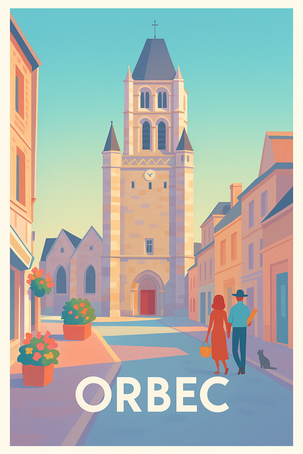 Calvados France Pas de Cadre / 20 × 30cm Affiche Orbec - Charme bucolique en Normandie