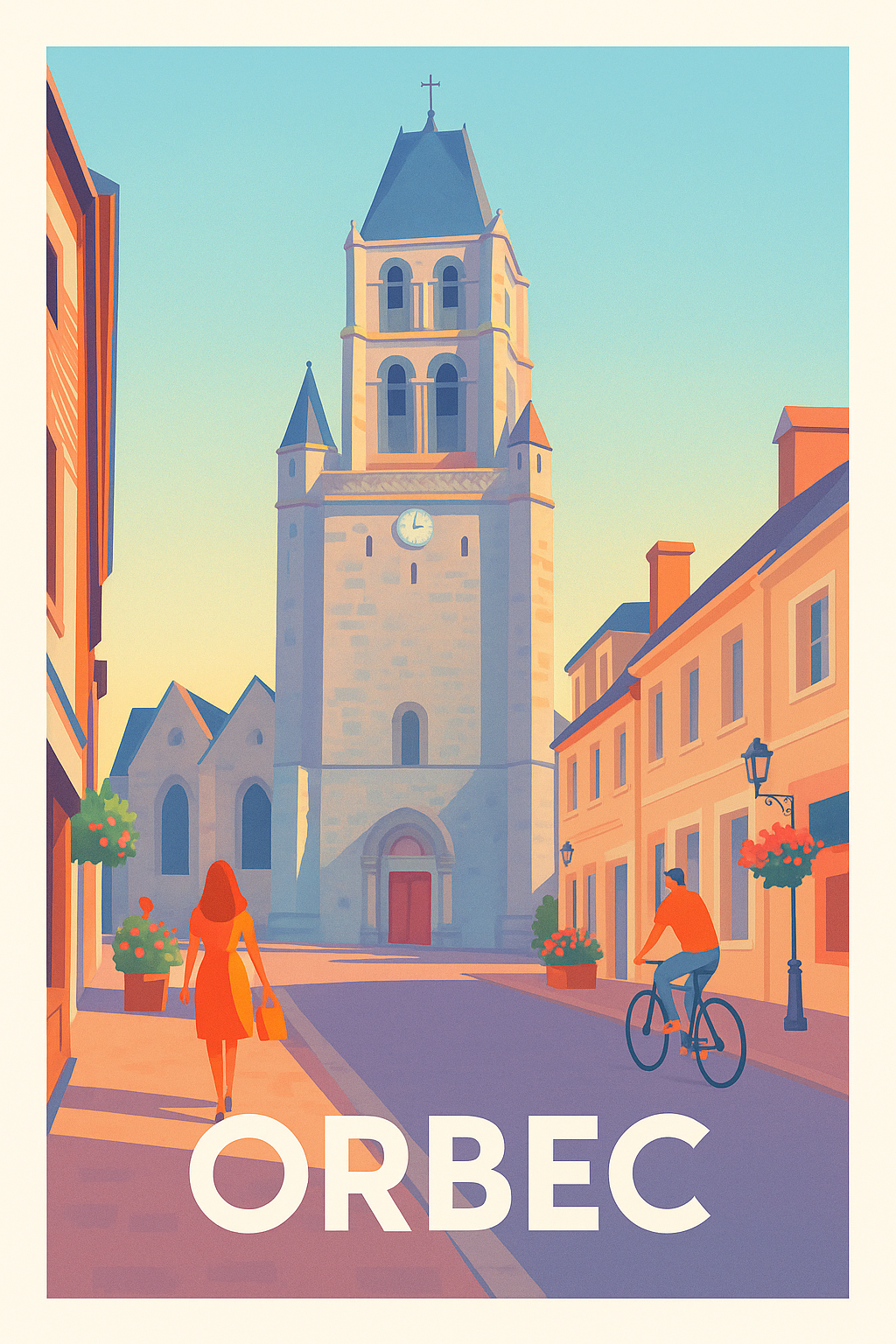 Calvados France Pas de Cadre / 20 × 30cm Affiche Orbec - Charme et Sérénité Normande