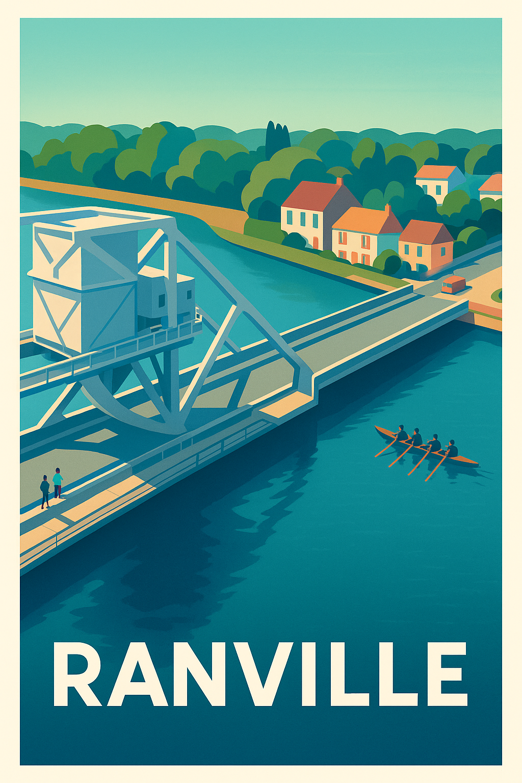 Calvados France Pas de Cadre / 20 × 30cm Affiche Ranville - Charme paisible au bord de l'eau