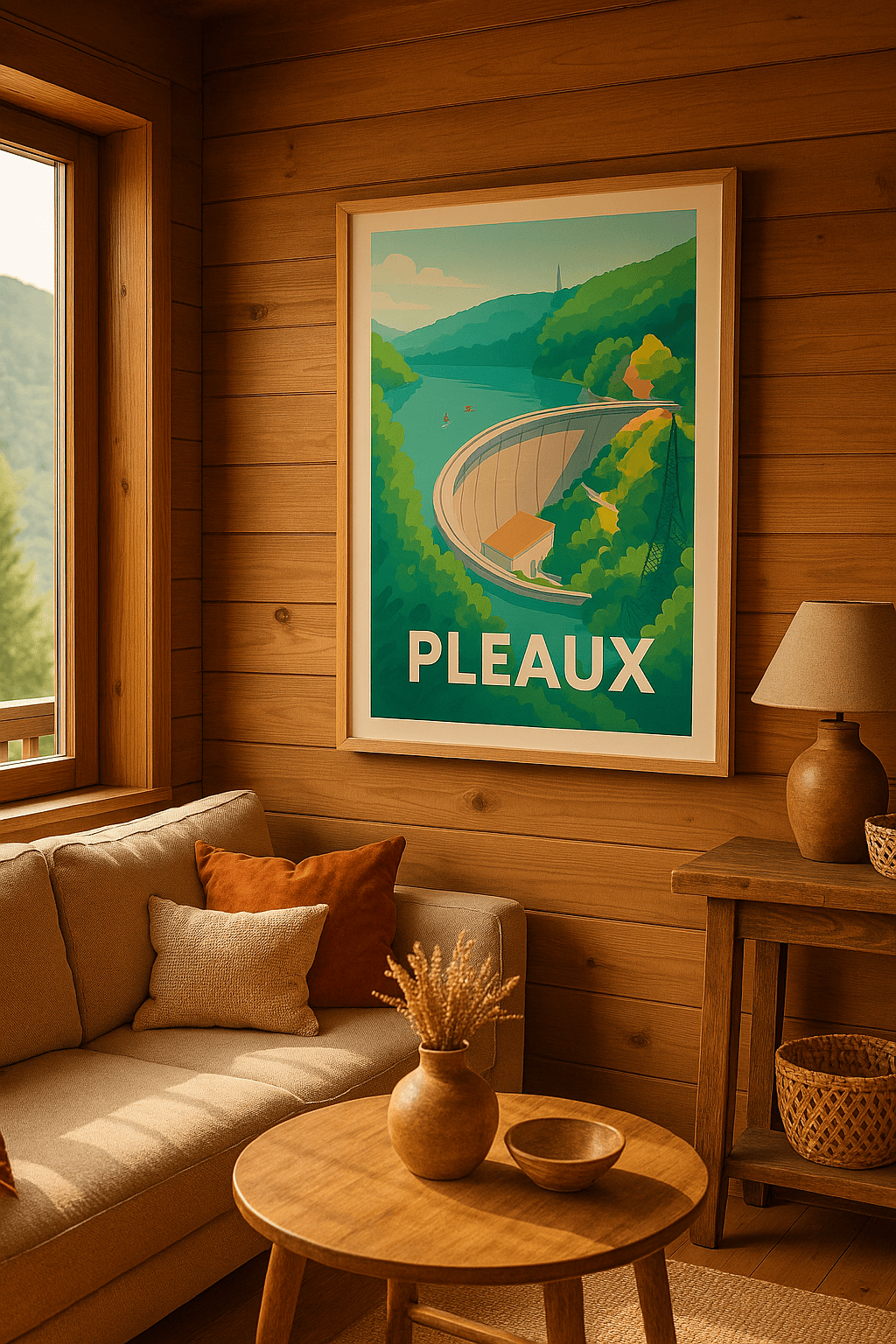 Affiche Pleaux — Harmonie entre nature et architecture · poster d'art de Pleaux