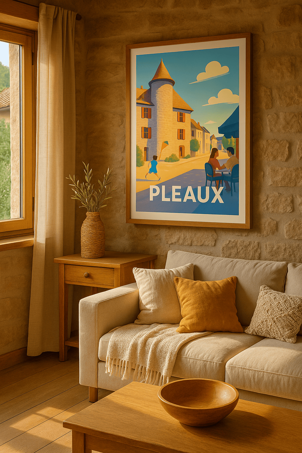 Affiche Pleaux — L'art de vivre en toute sérénité · poster d'art de Pleaux