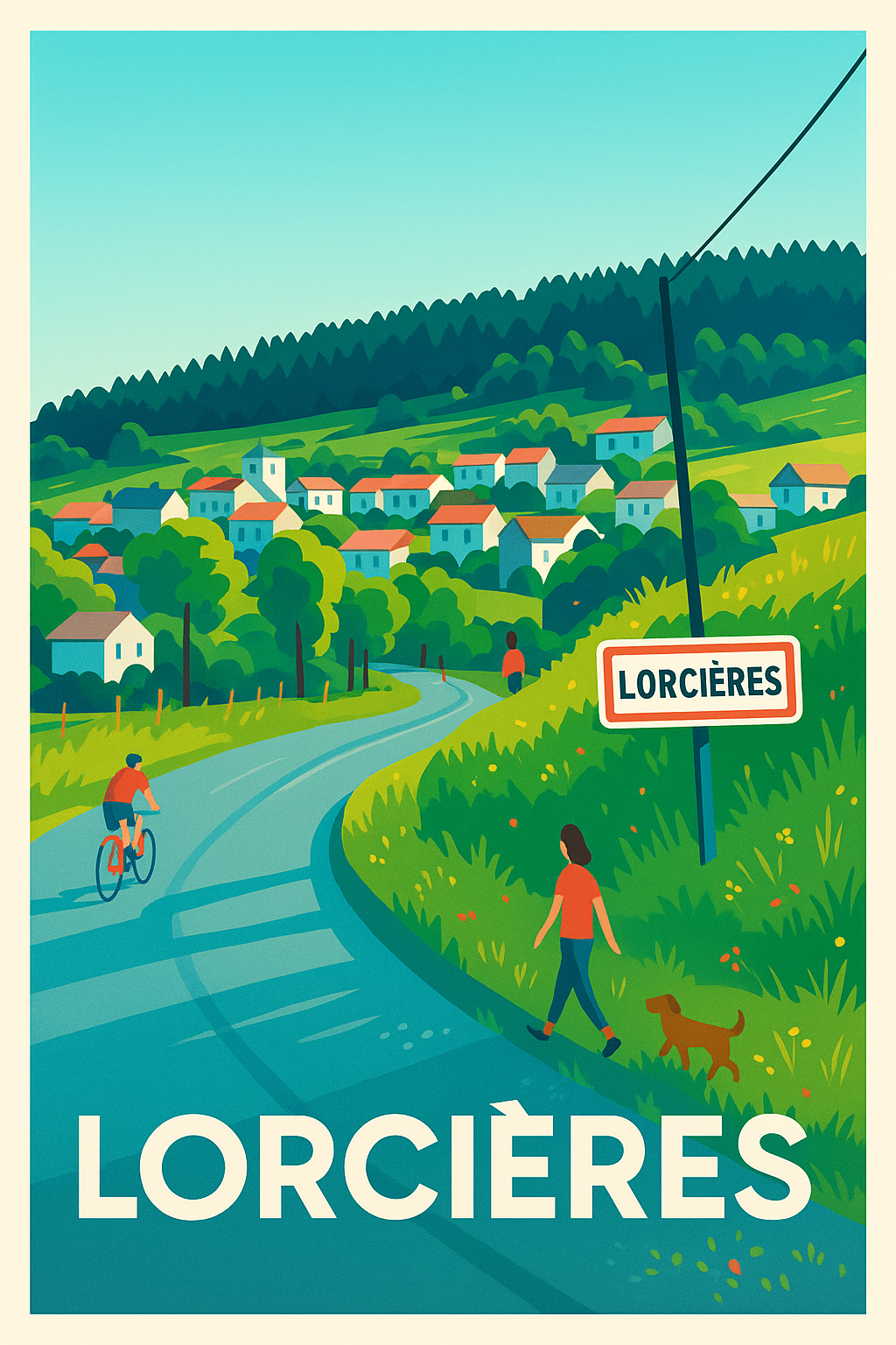 Cantal France Pas de Cadre / 20 × 30cm Affiche de Lorcières - Charme et nature au cœur du village