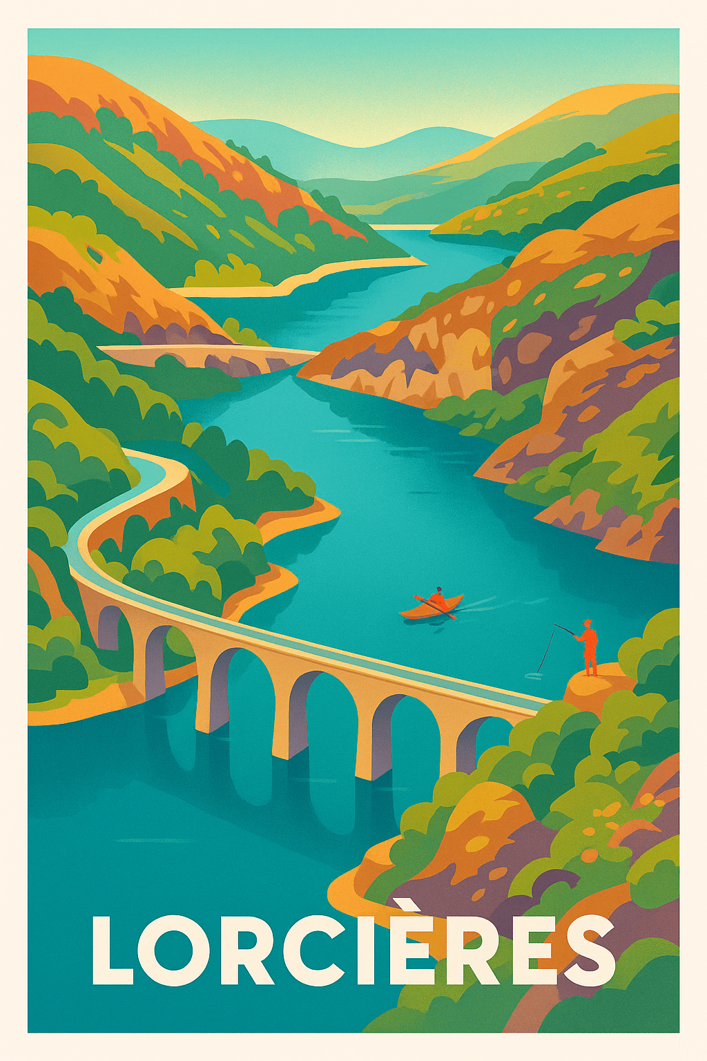 Cantal France Pas de Cadre / 20 × 30cm Affiche de Lorcières - Évasion au cœur des paysages enchanteurs