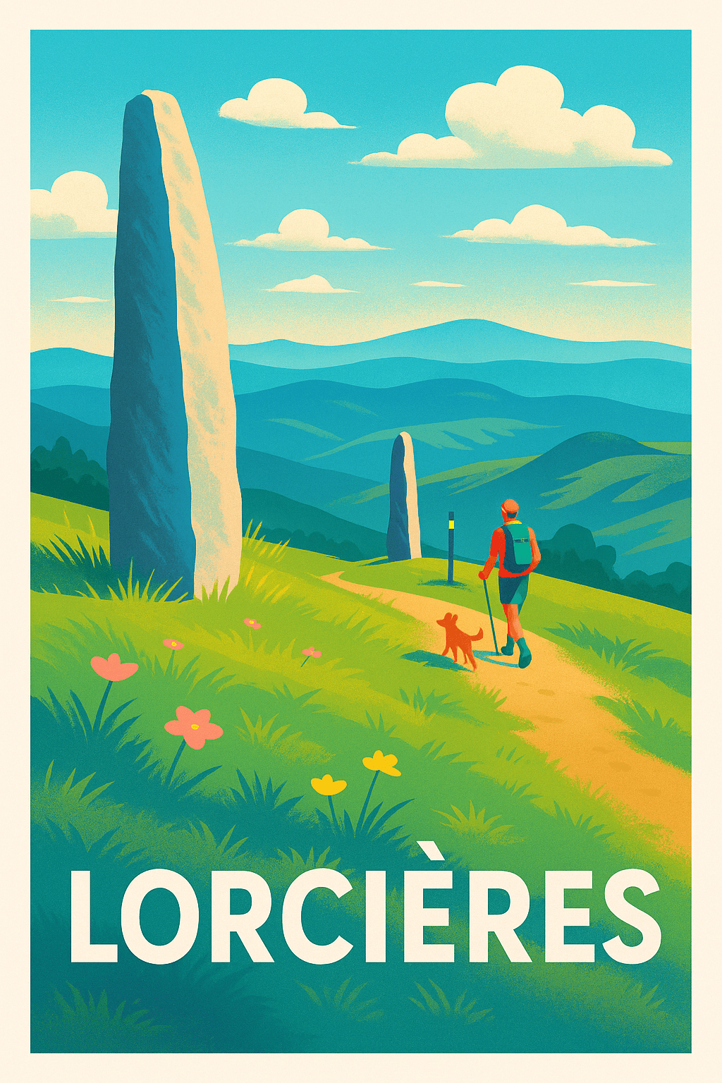 Cantal France Pas de Cadre / 20 × 30cm Affiche de Lorcières - Randonnée et nature préservée