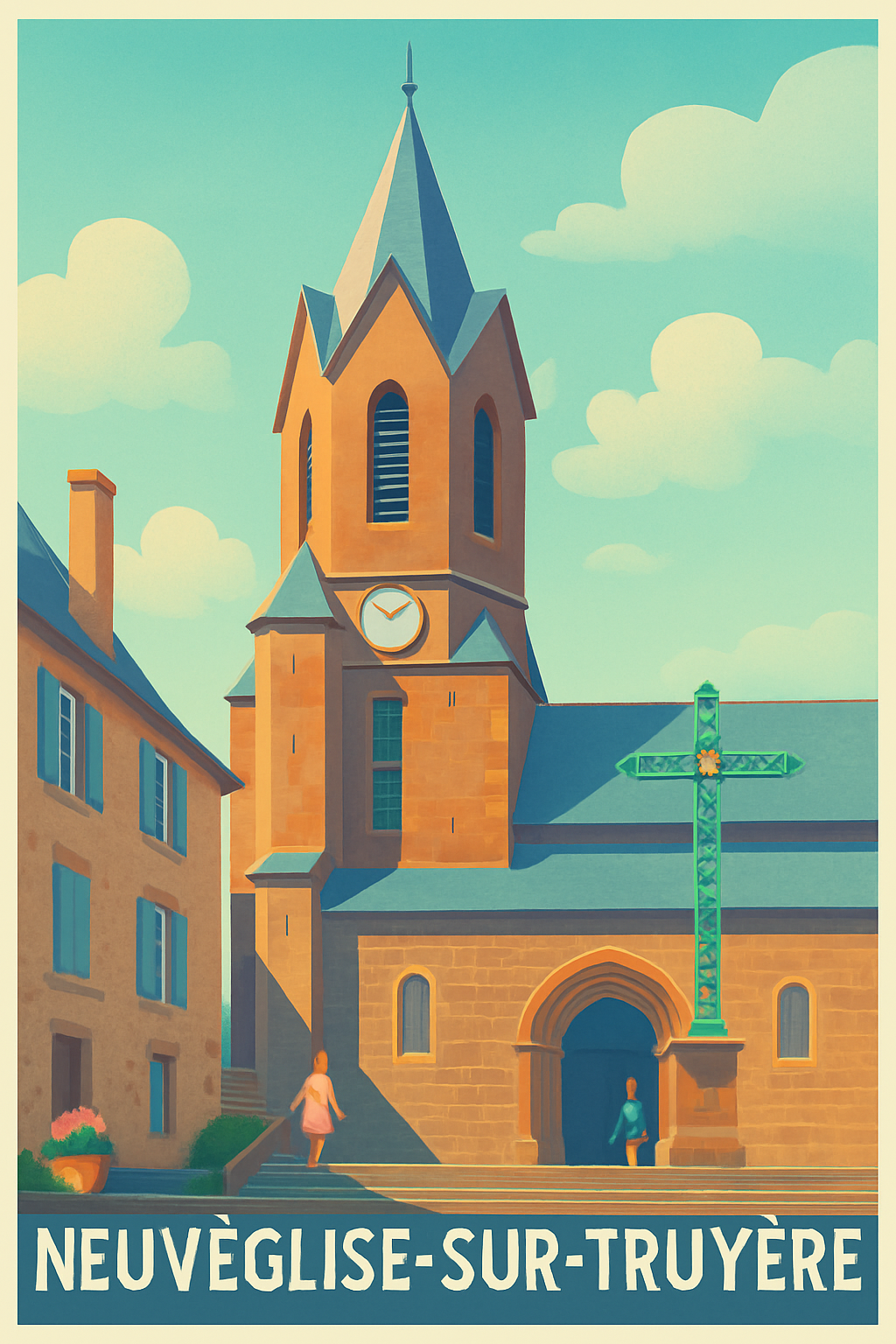 Cantal France Pas de Cadre / 20 × 30cm Affiche de Neuvèglise-sur-Truyère - Charme historique et sérénité