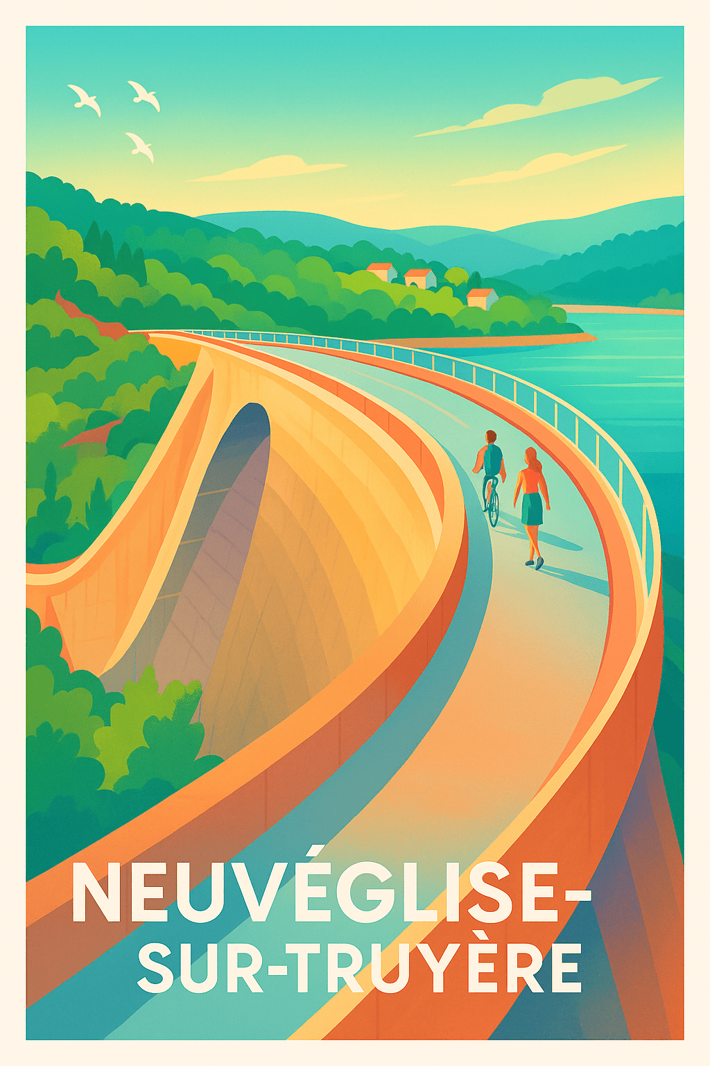 Cantal France Pas de Cadre / 20 × 30cm Affiche de Neuvéglise-sur-Truyère - Escapade au cœur des paysages paisibles