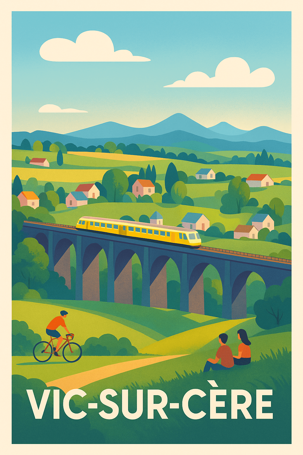 Affiche Vic-sur-Cère — Évasion et nature verdoyante · poster d'art de Vic-sur-Cère