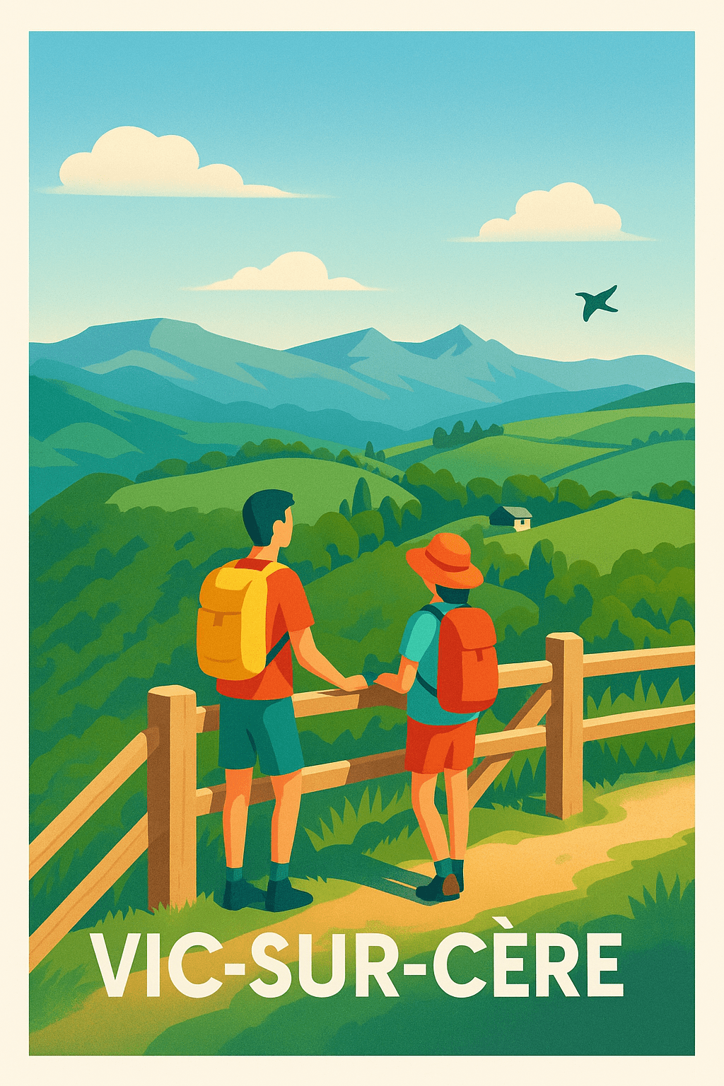 Cantal France Pas de Cadre / 20 × 30cm Affiche de Vic-sur-Cère - Évasion nature entre monts et vallées