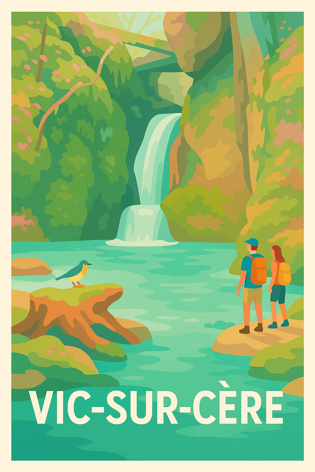 Cantal France Pas de Cadre / 20 × 30cm Affiche de Vic-sur-Cère - Évasion Nature et Cascade