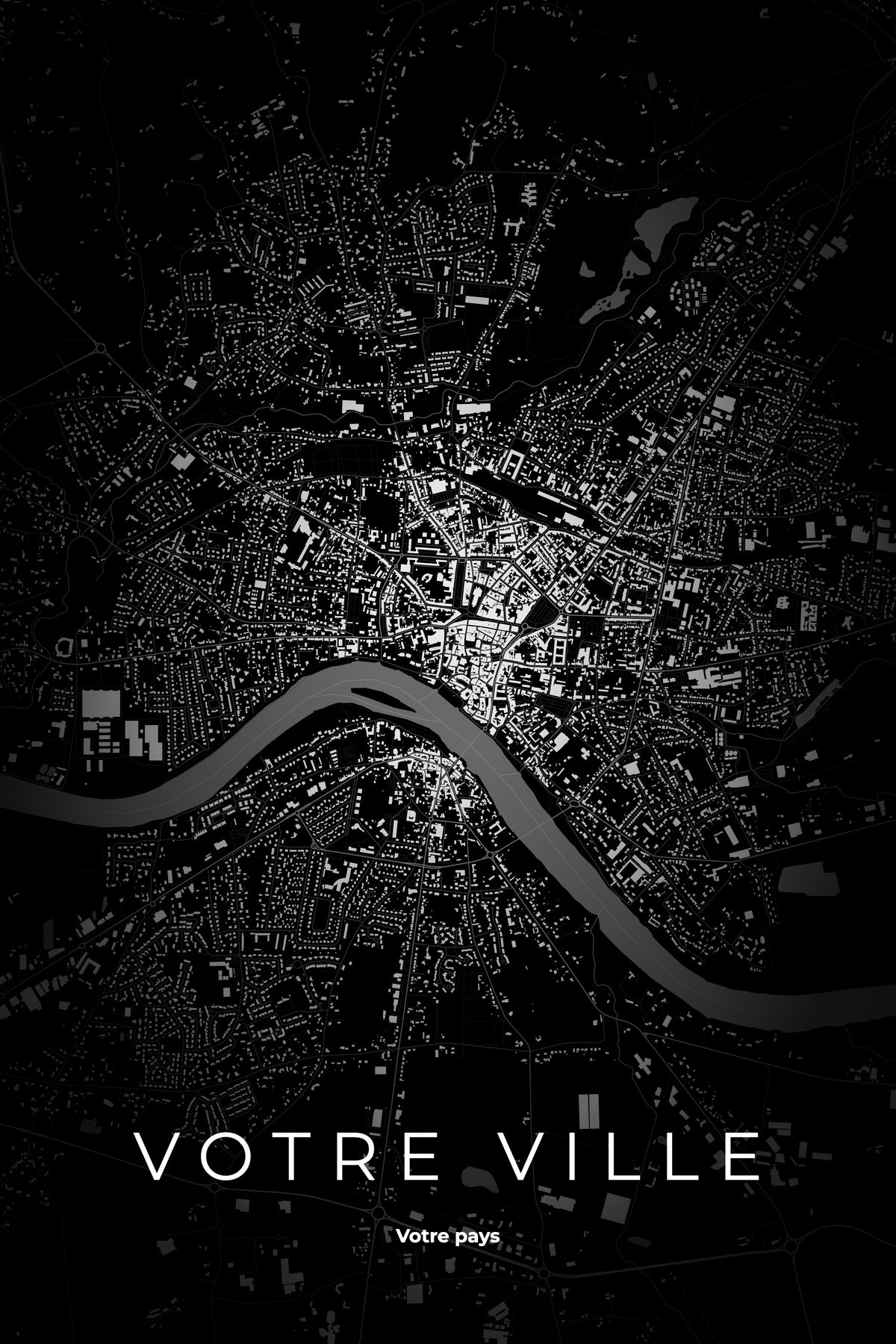Carte de ville personnalisée style Nuit | Afich