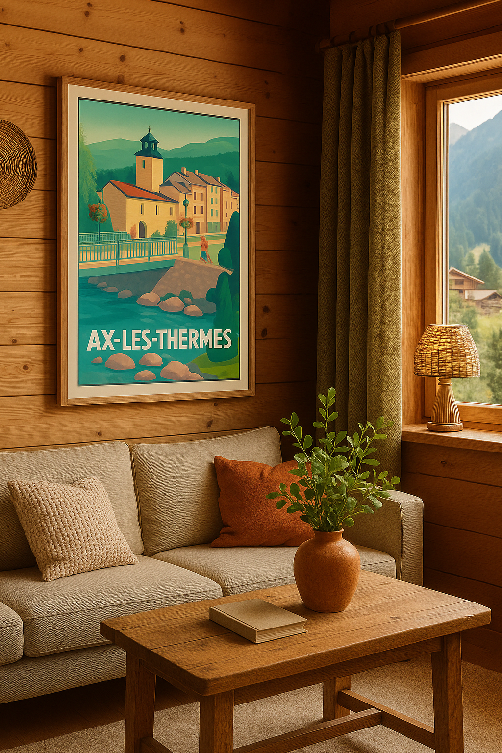 Affiche Ax-les-Thermes — Charme et Sérénité Pyrénéenne · poster d'art de Ax-les-Thermes