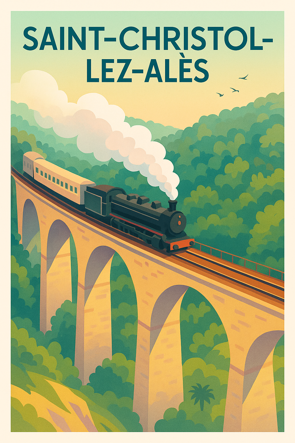 Affiche de Saint-Christol-lez-Alès - Voyage nostalgique sur les rails