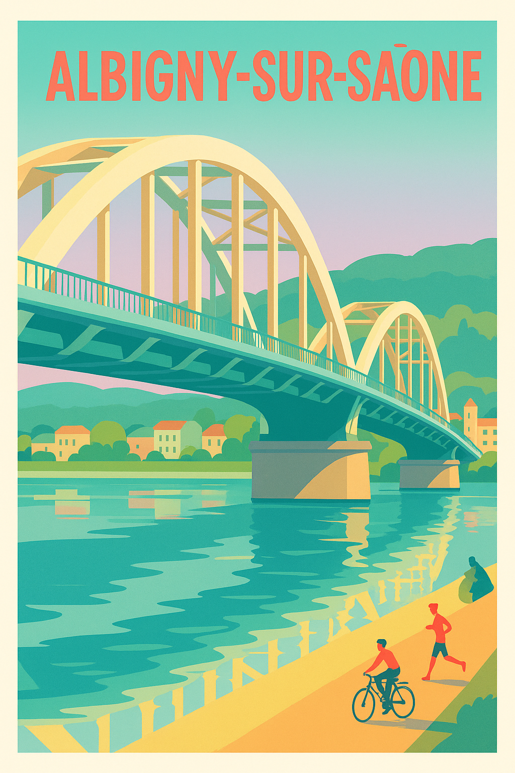 Affiche Albigny-sur-Saône — Harmonie entre nature et architecture · poster d'art de Albigny-sur-Saône