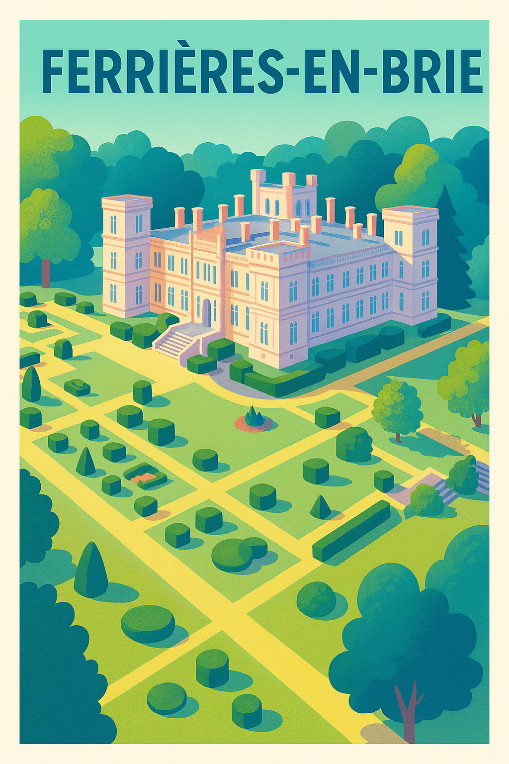 Affiche de Ferrières-en-Brie - Élégance et verdure d'un château d'exception