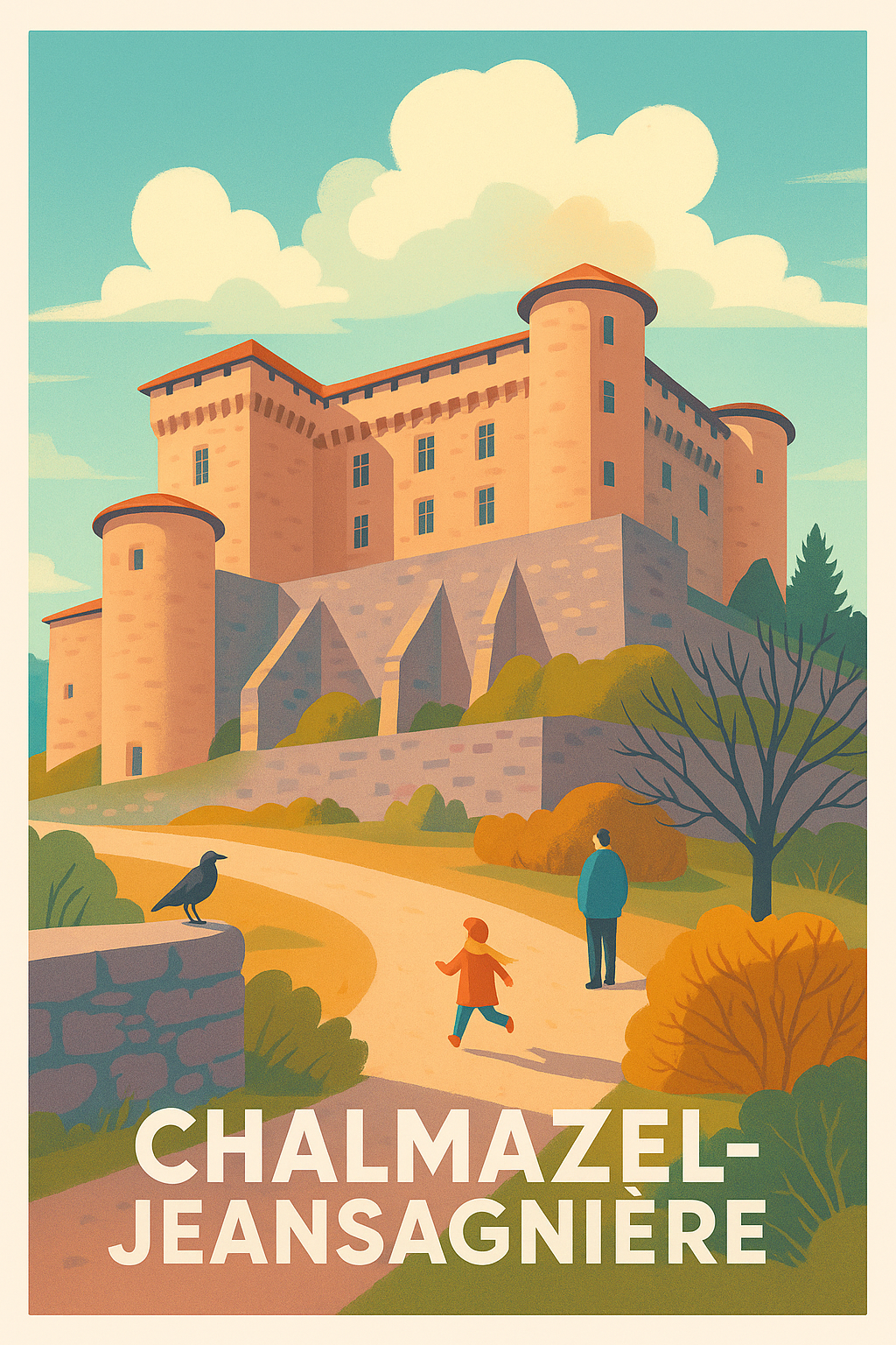 Affiche Chalmazel-Jeansagnière — L'empreinte médiévale au cœur de l'Ardèche · poster d'art de Chalmazel-Jeansagnière