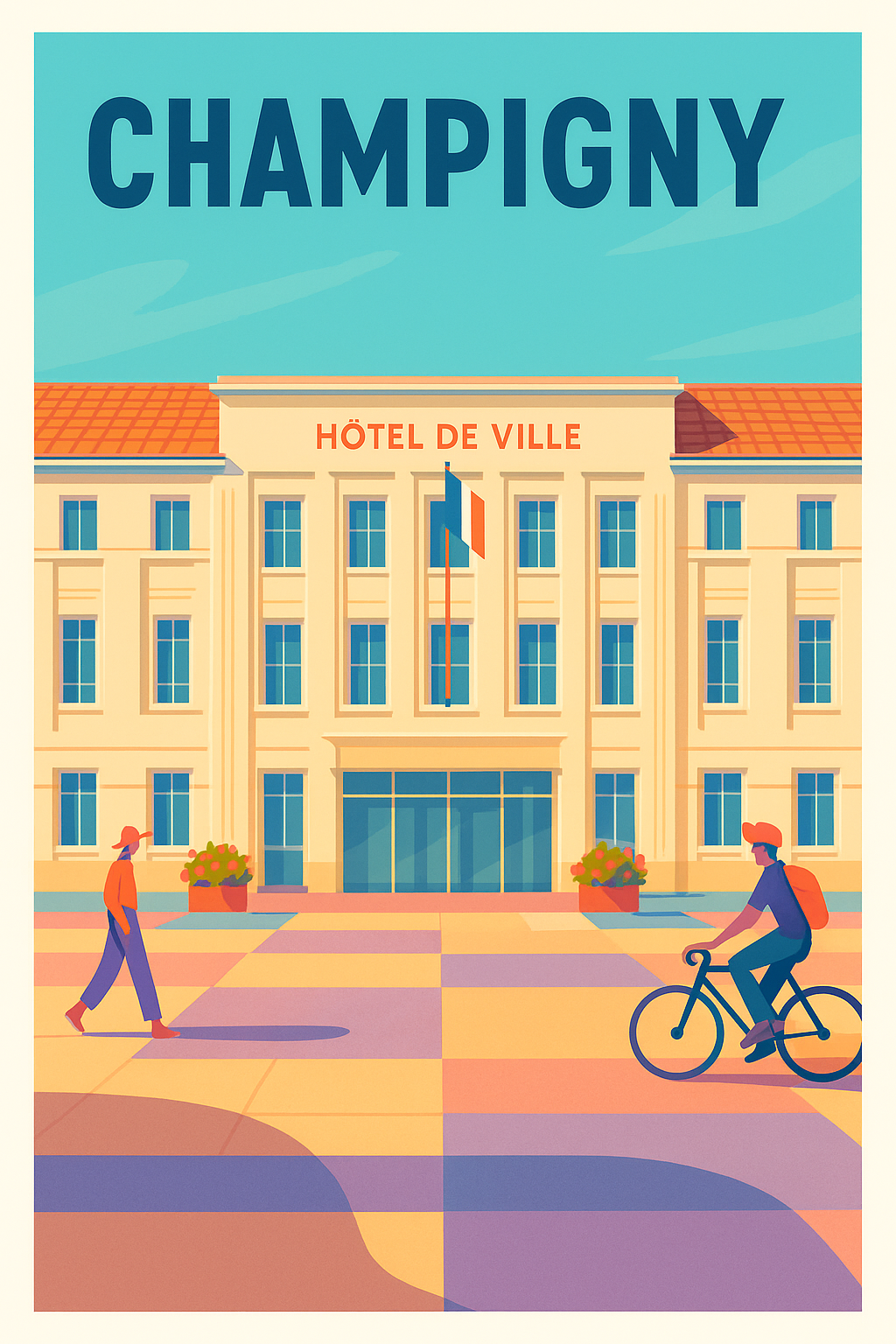Affiche de Champigny - L'élégance de l'Hôtel de Ville en affiche