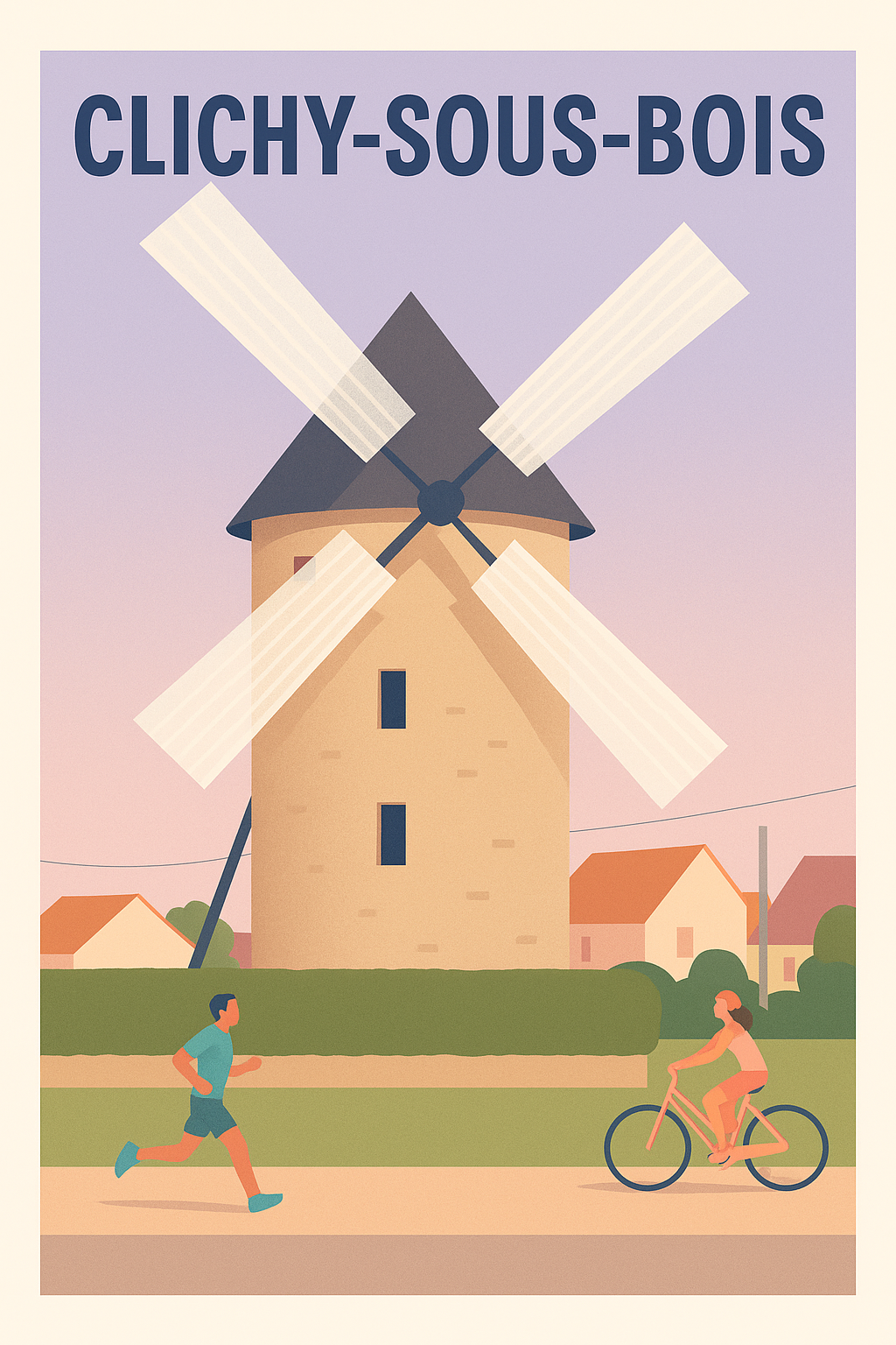 Affiche Clichy-sous-Bois — Charme Bucolique au Moulin · poster d'art de Clichy-sous-Bois
