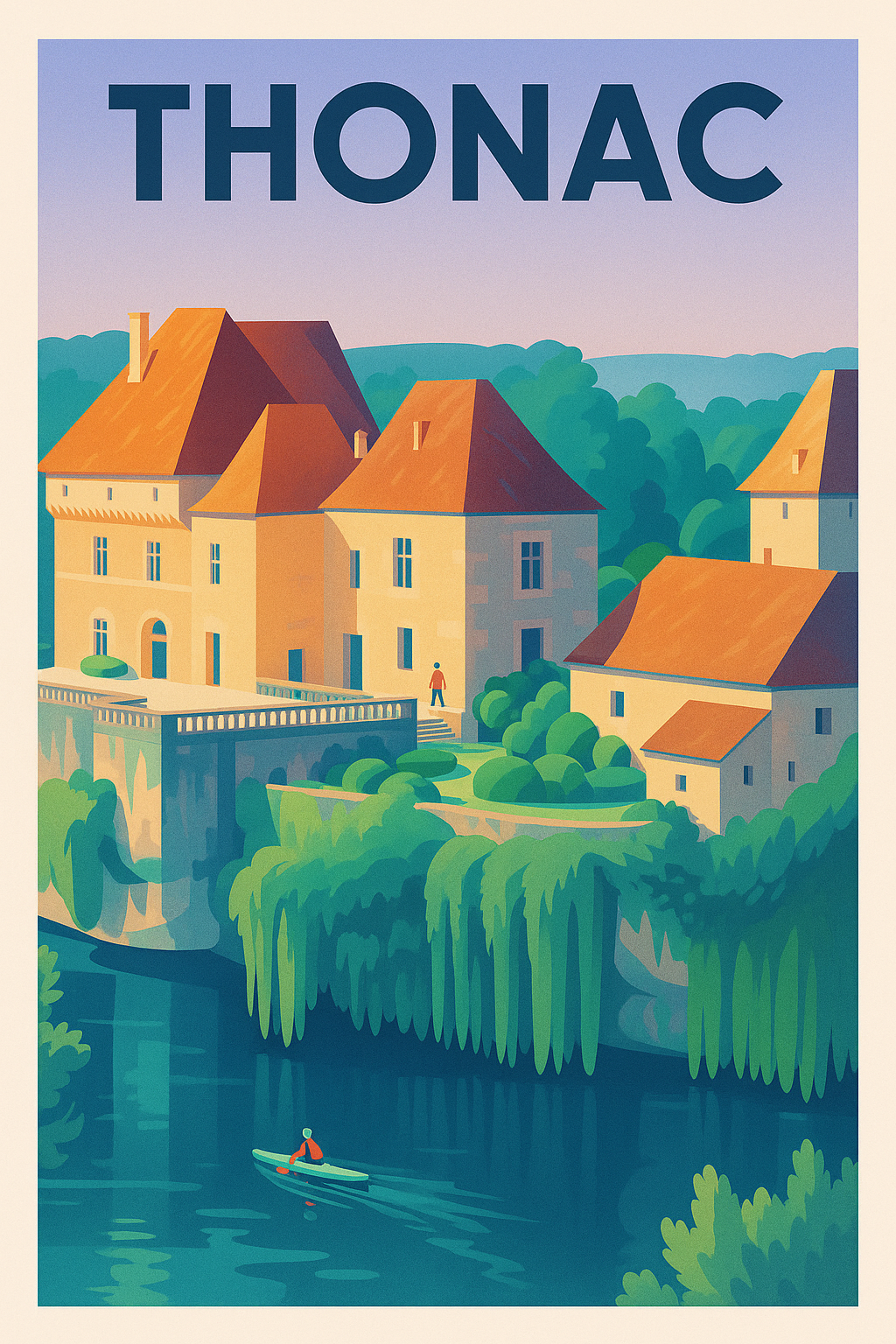 Affiche Thonac — Charme méditatif au bord de l'eau · poster d'art de Thonac