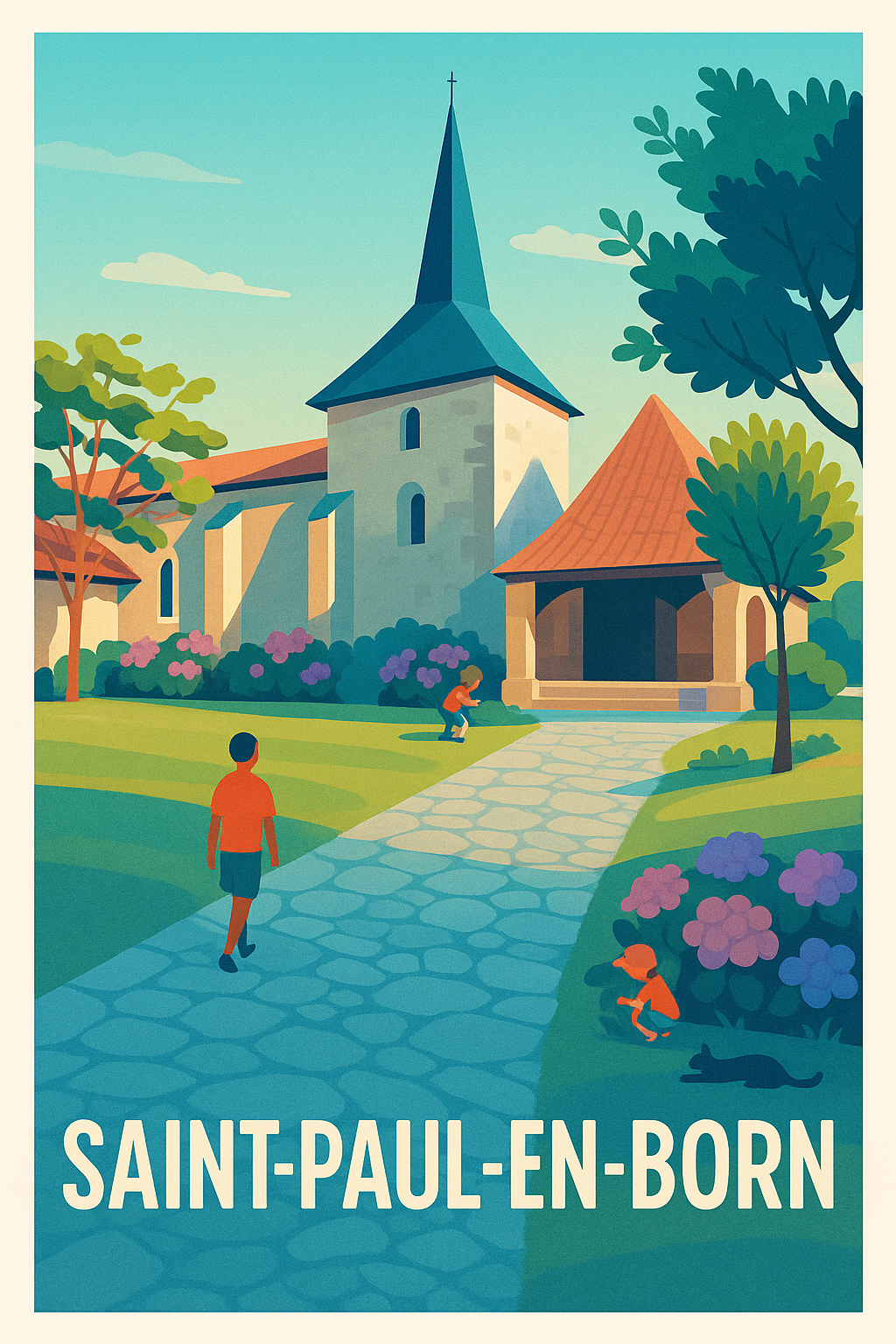 Affiche Saint-Paul-en-Born — Sérénité et charme rural · poster d'art de Saint-Paul-en-Born
