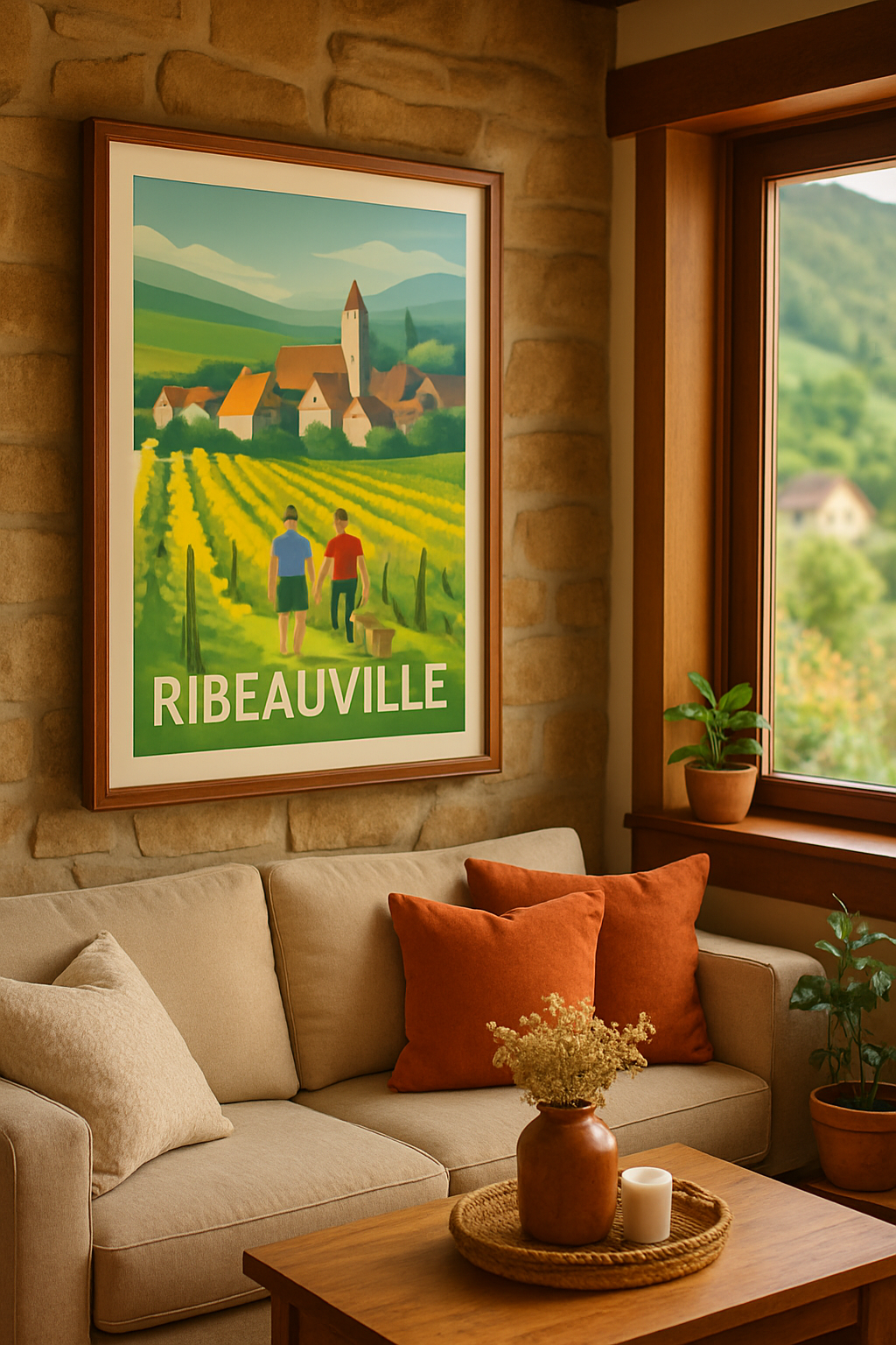 Mise en situation Affiche de Ribeauvillé - Promenade au cœur des vignobles alsaciens
