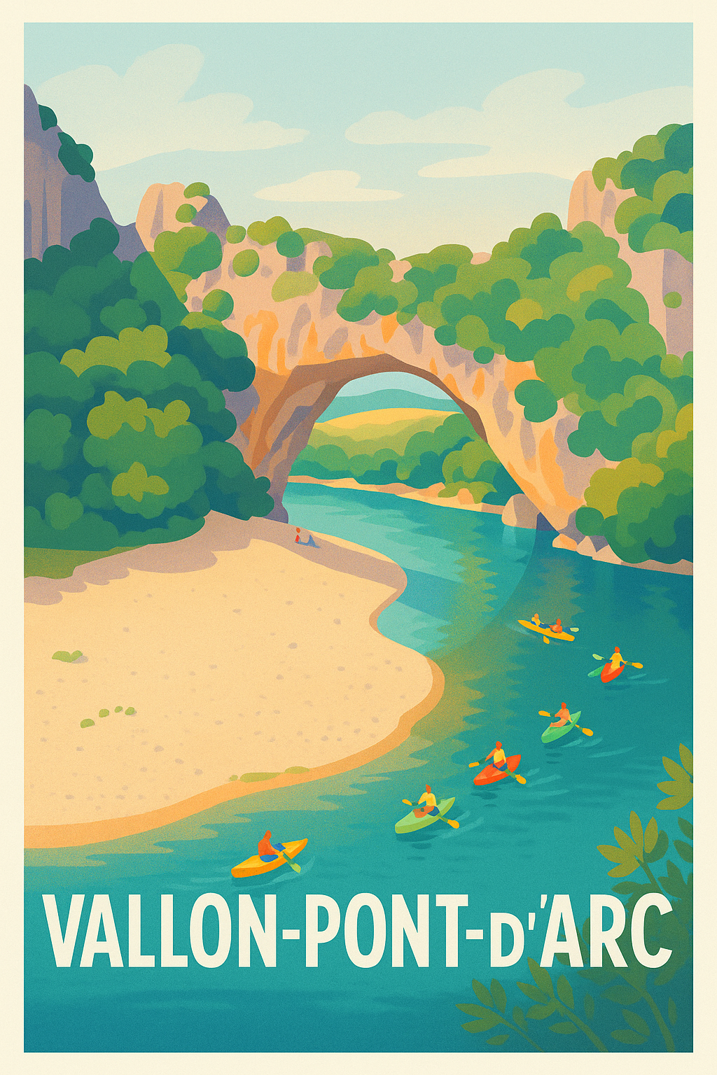Affiche de Vallon-Pont-d'Arc - Escapade nature et aventure en canoe