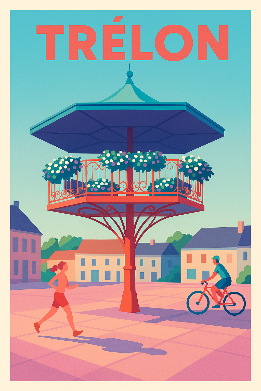 Affiche de Trélon - Douceur de vivre au kiosque fleuri