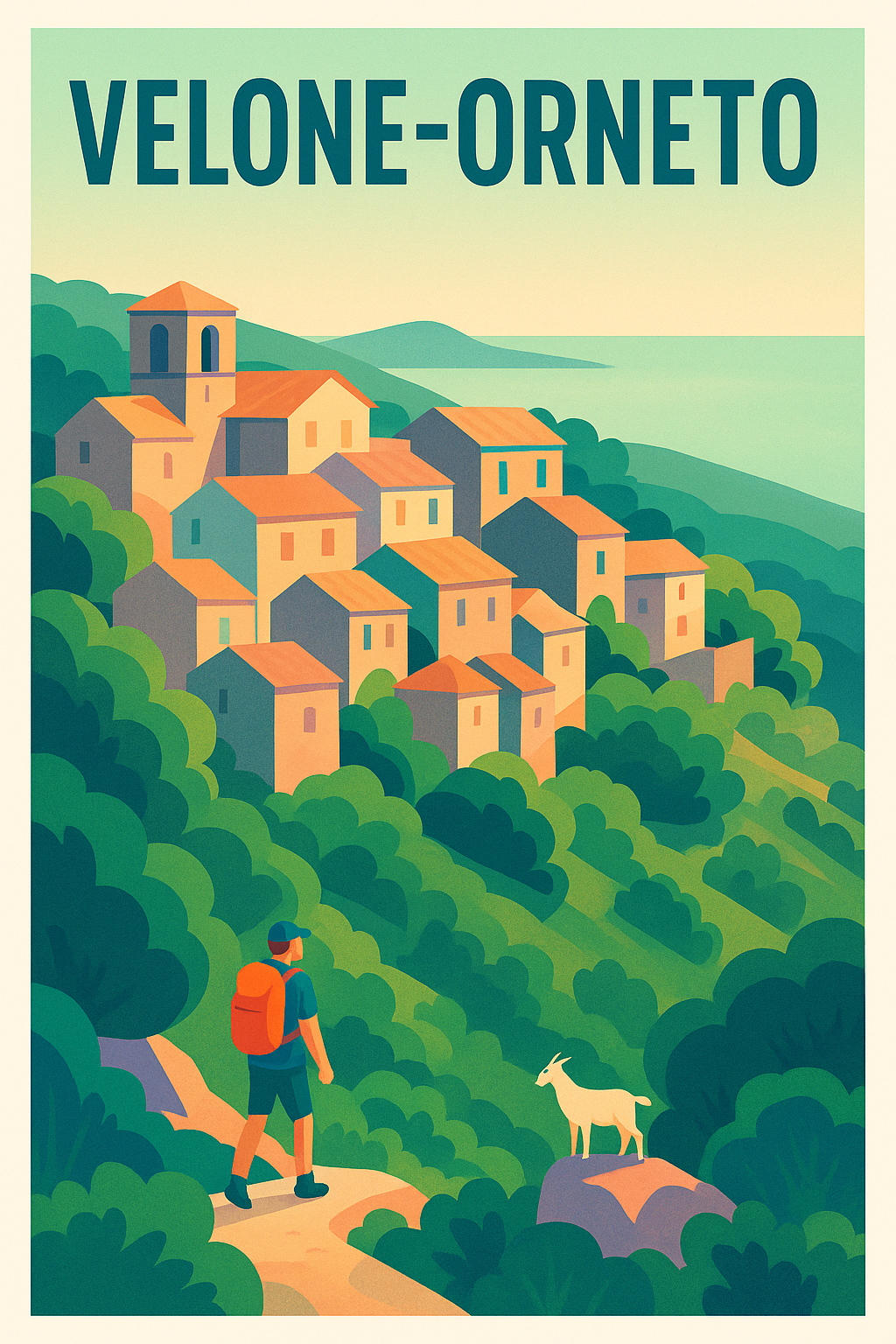 Affiche Velone-Orneto — Évasion nature et village pittoresque · poster d'art de Velone-Orneto