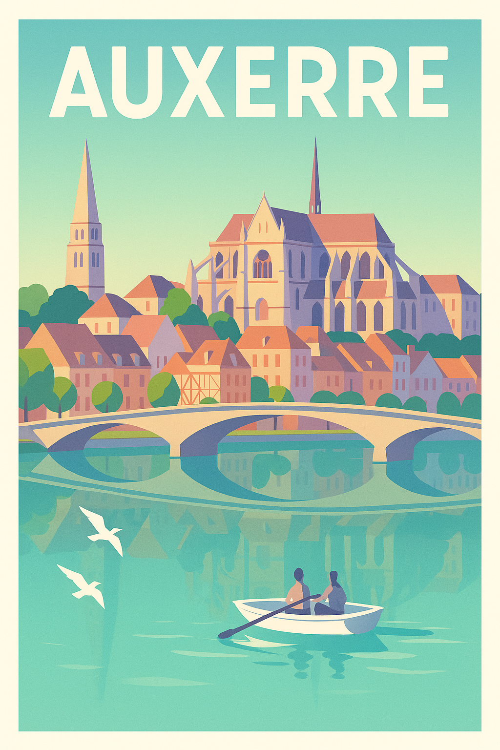 Affiche Auxerre — Charme historique au fil de l'eau · poster d'art de Auxerre