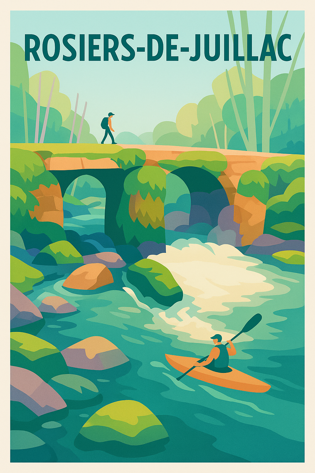 Affiche Rosiers-de-Juillac — Évasion Nature et Aventure · poster d'art de Rosiers-de-Juillac