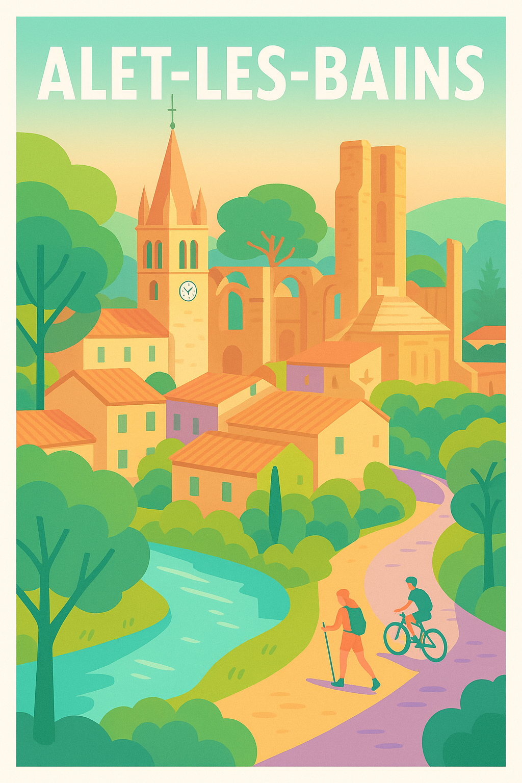 Affiche Alet-les-Bains — Charme et Sérénité au Cœur de la Nature · poster d'art de Alet-les-Bains