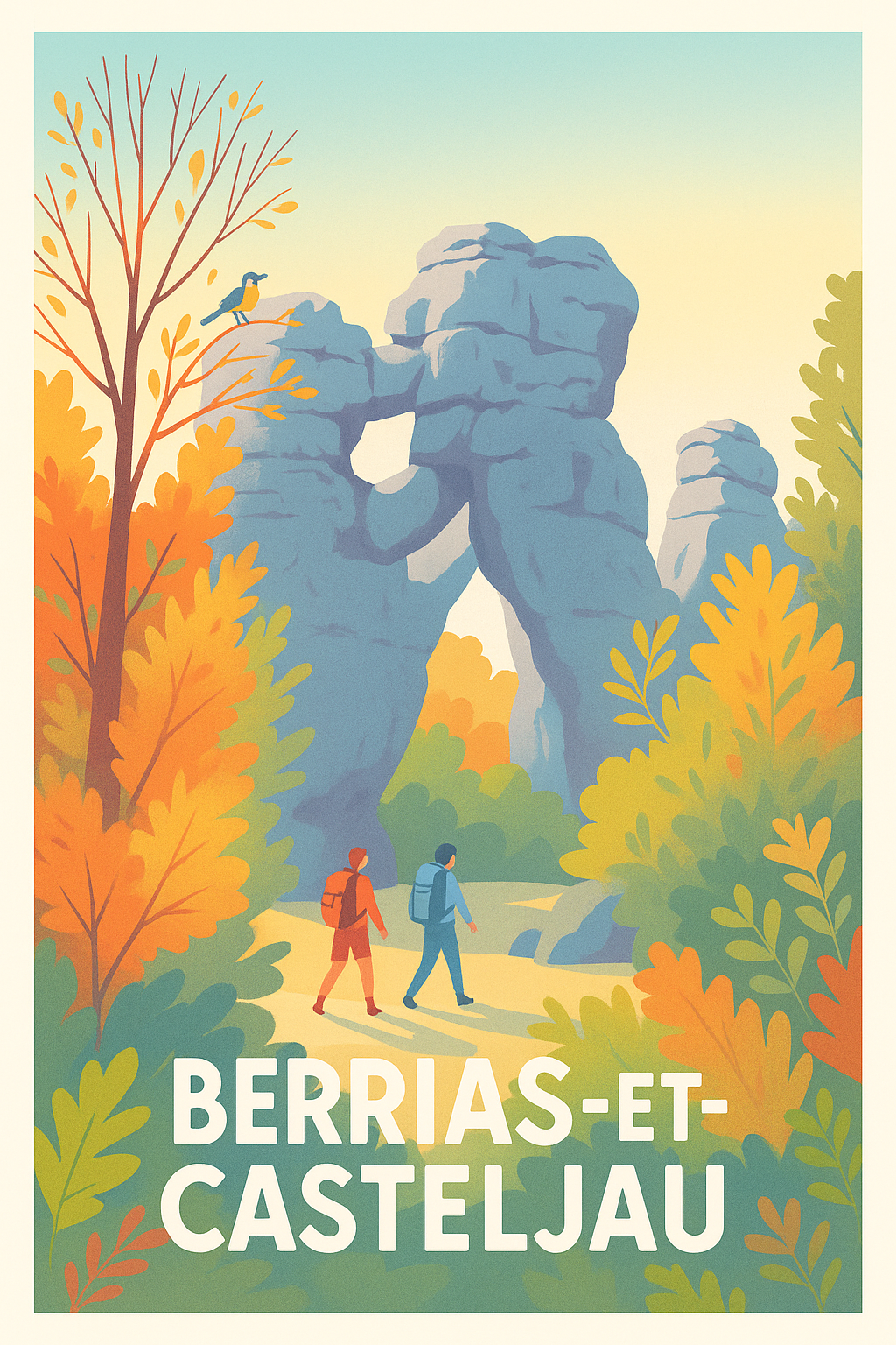 Affiche Berrias-et-Casteljau — Randonnée au coeur des merveilles naturelles · poster d'art de Berrias-et-Casteljau