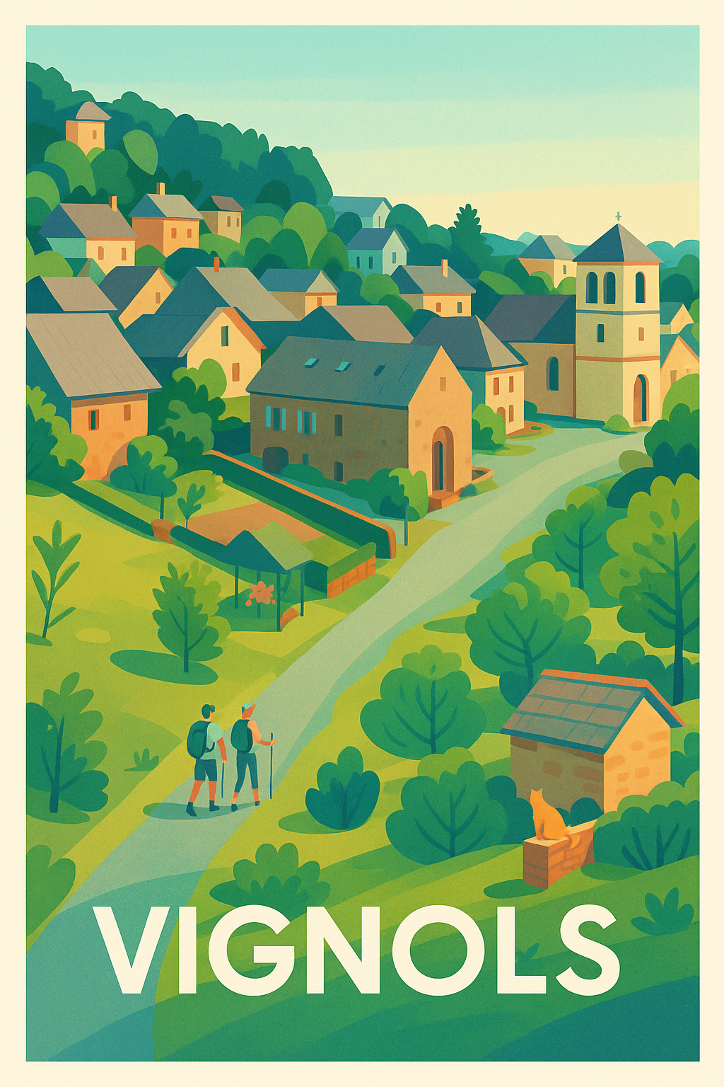 Affiche Vignols — Escapade bucolique au cœur du village · poster d'art de Vignols