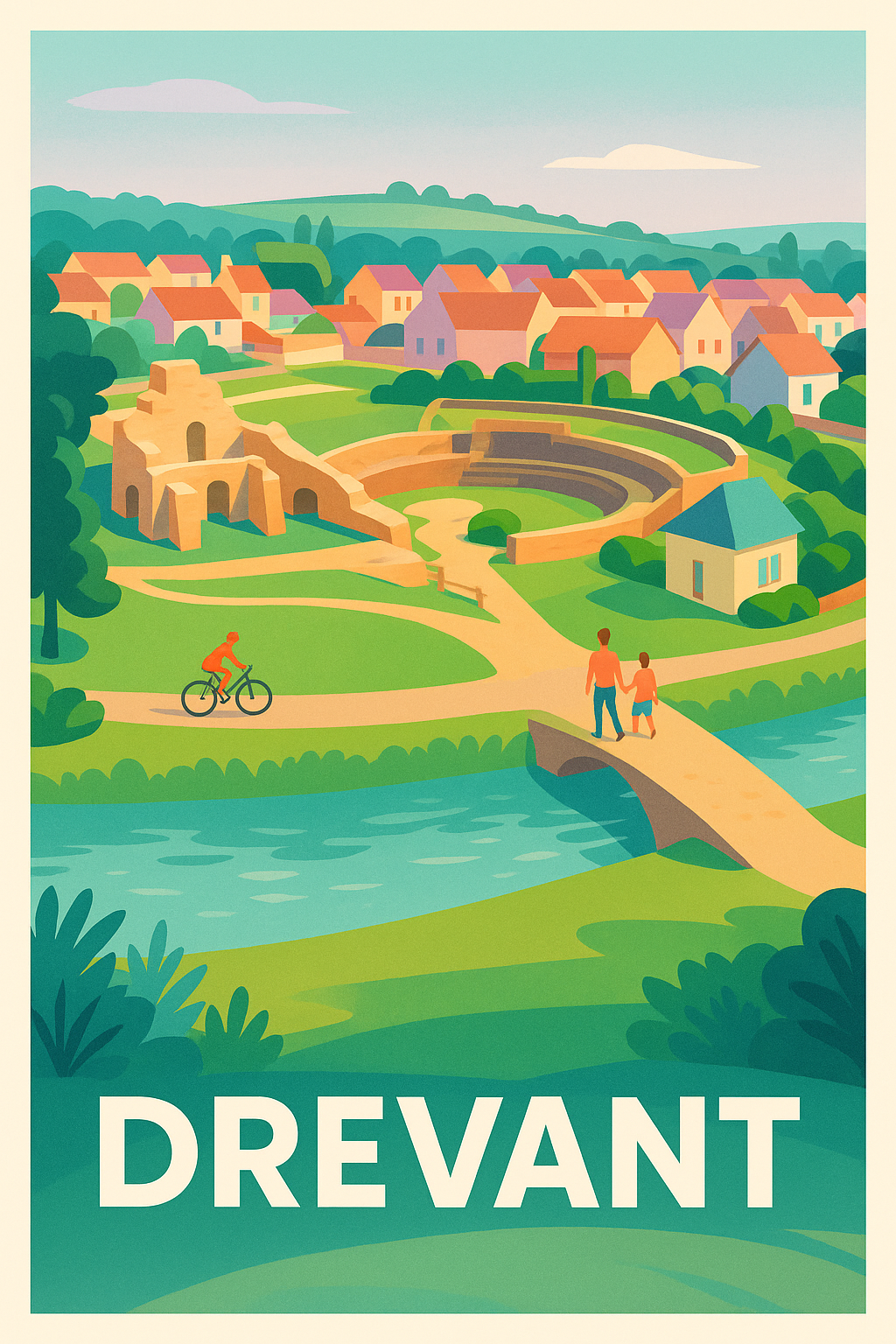 Affiche Drevant — Charme bucolique au fil de l'eau · poster d'art de Drevant