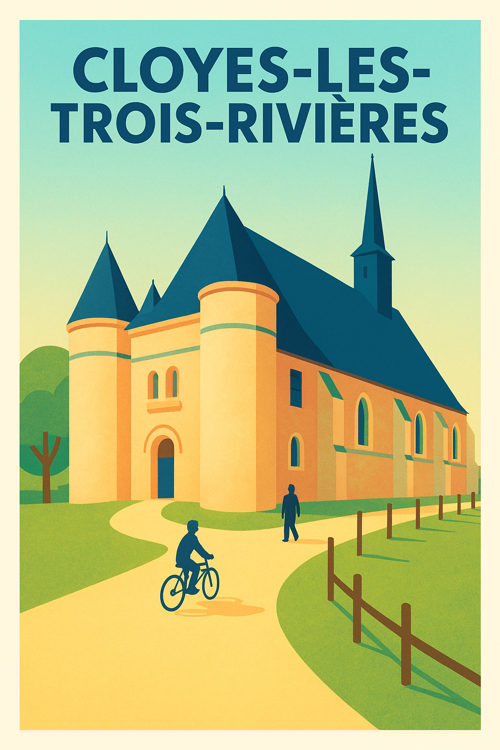 Affiche de Cloyes-les-Trois-Rivières - Charme et sérénité en illustration vintage