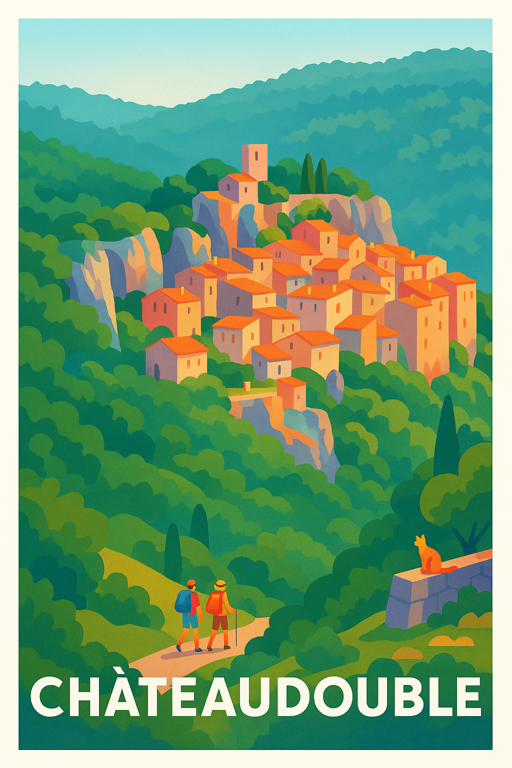 Affiche Châteaudouble — Évasion naturelle et village perché · poster d'art de Châteaudouble