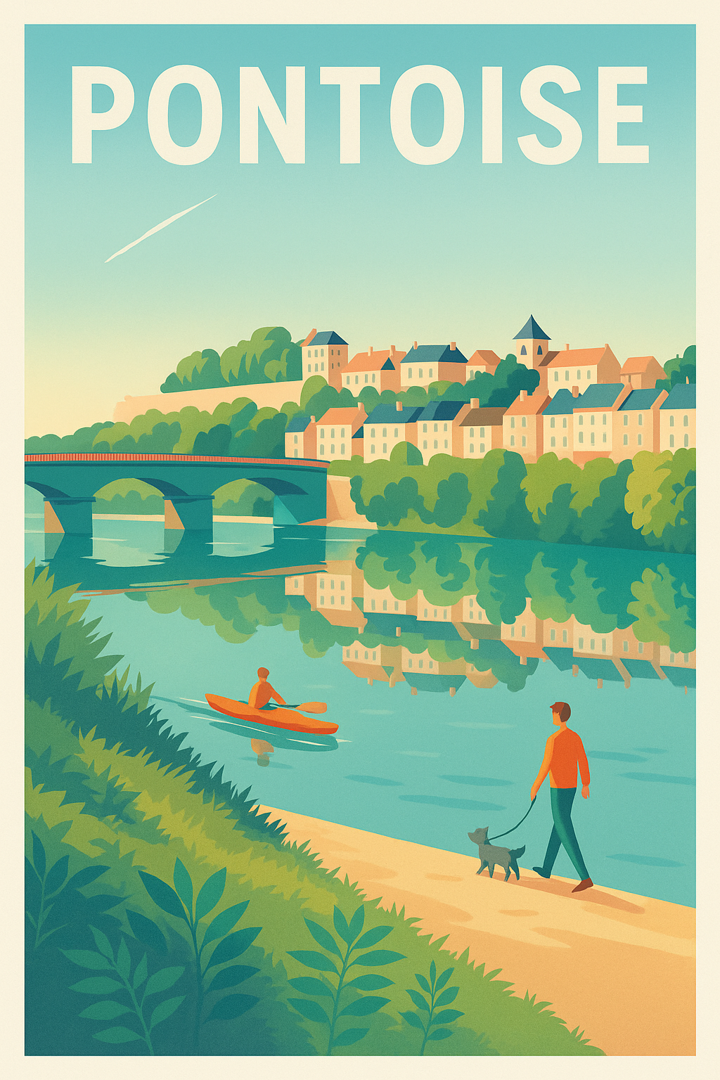 Affiche Pontoise — Sérénité au bord de l'Oise · poster d'art de Pontoise