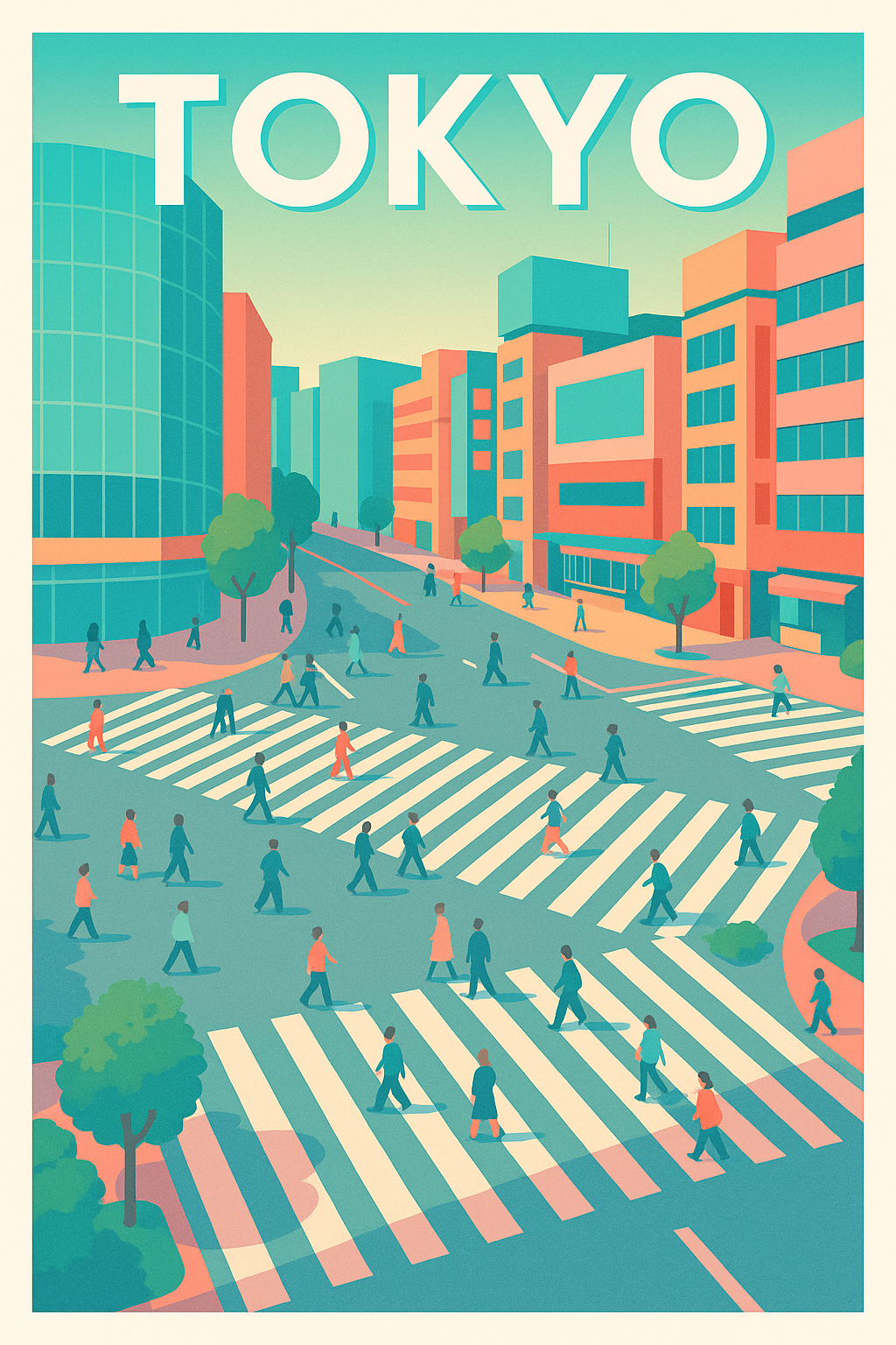 Affiche de Tokyo - L'effervescence urbaine au carrefour emblématique