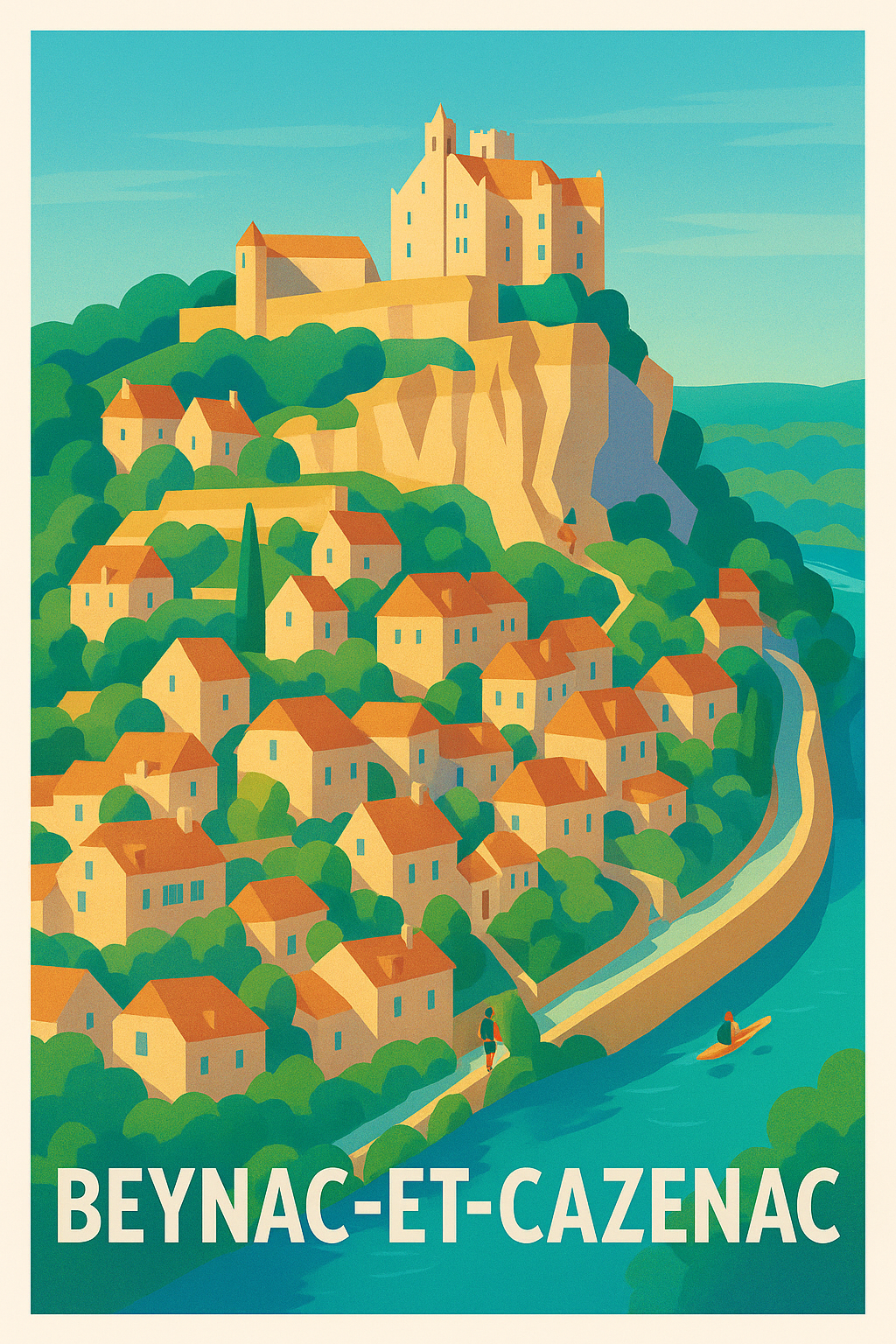 Affiche Beynac-et-Cazenac — Un village médiéval au charme intemporel · poster d'art de Beynac-et-Cazenac