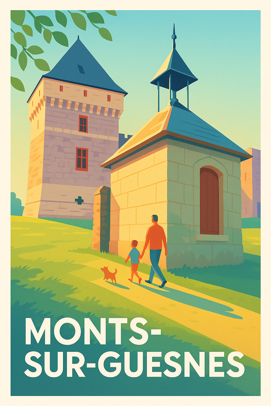 Affiche Monts-sur-Guesnes — Balade au cœur de la nature et du patrimoine · poster d'art de Monts-sur-Guesnes