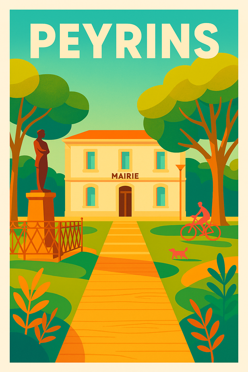 Affiche de Peyrins - L'élégance tranquille de la mairie