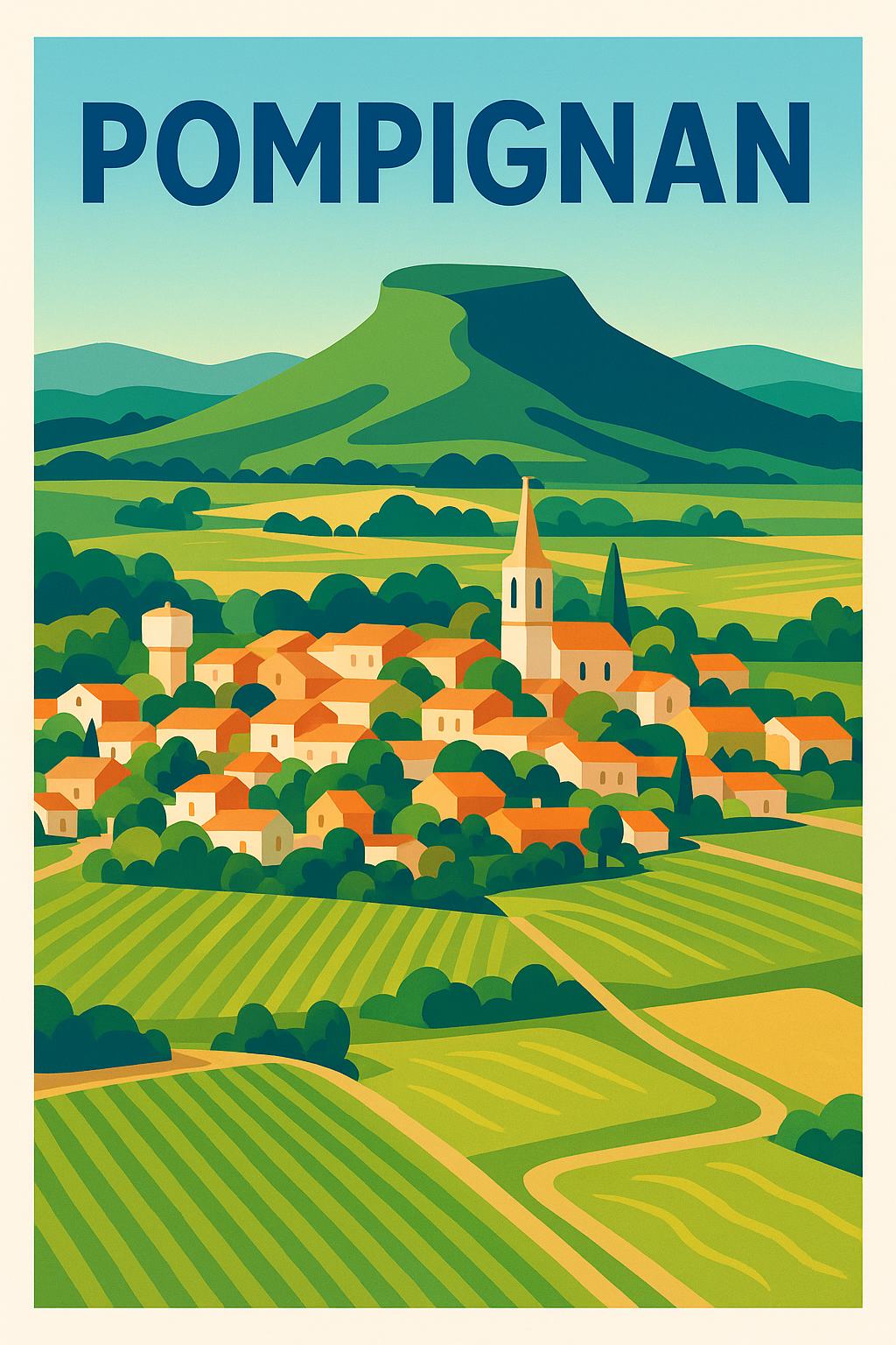 Affiche de Pompignan - Harmonie des champs et collines