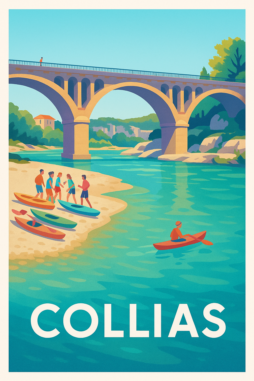 Affiche Collias — Entre nature et aventure au fil de l'eau · poster d'art de Collias