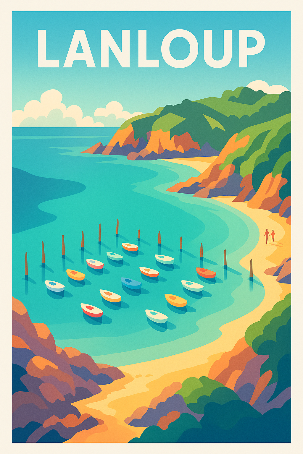 Affiche de Lanloup - Évasion colorée en bord de mer