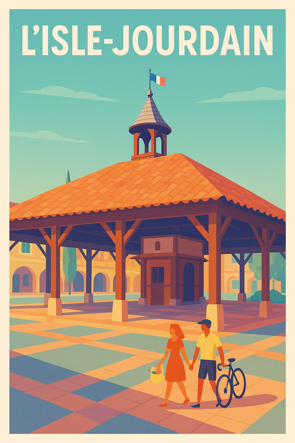 Affiche de L'Isle-Jourdain - Charme et douceur de la place centrale