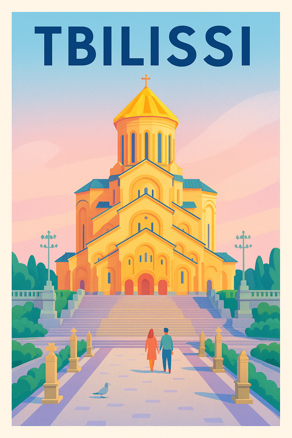 Affiche de Tbilissi - L'éclat doré de la cathédrale Saint-Trinité