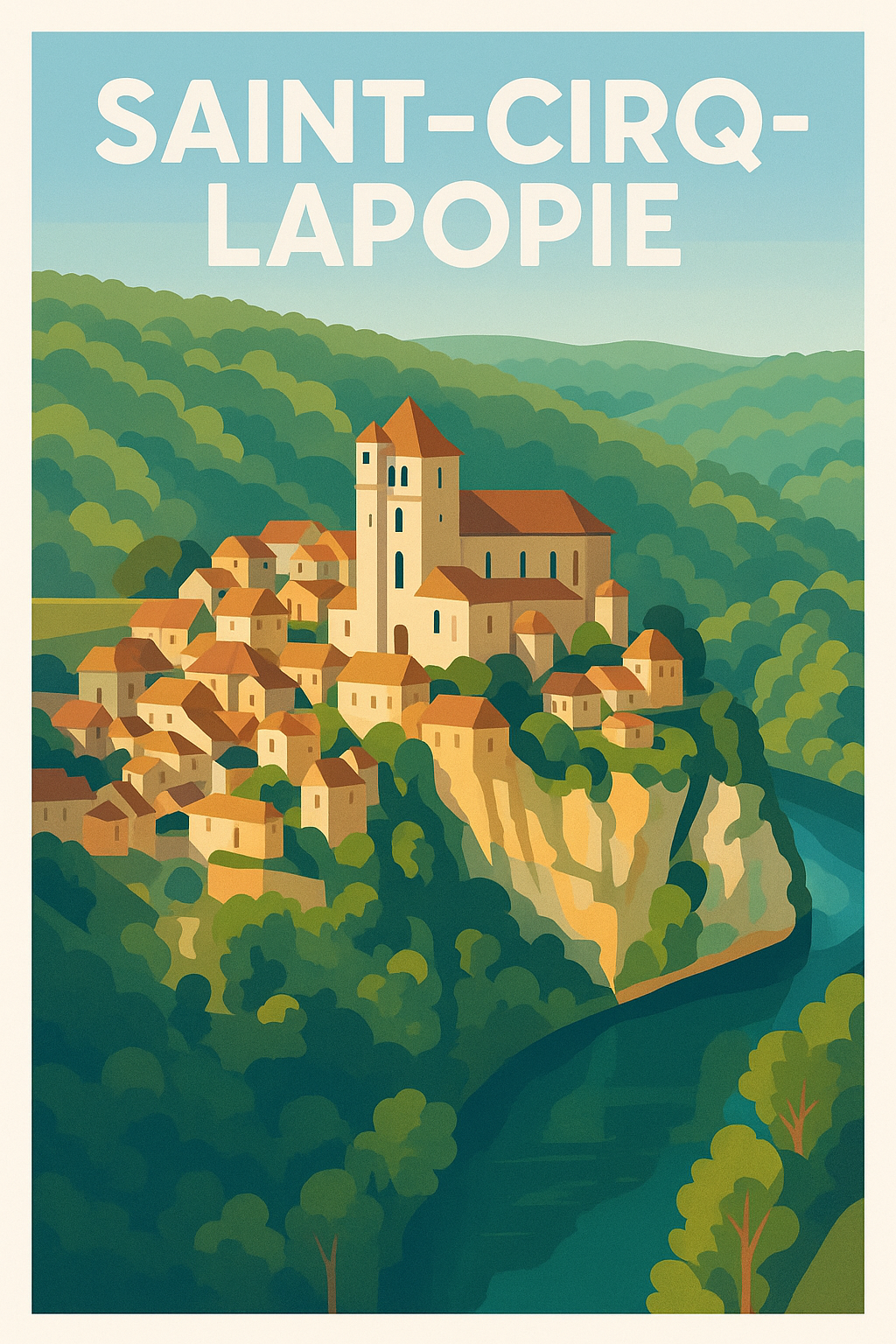 Affiche Saint-Cirq-Lapopie — L'élégance médiévale au cœur de la nature · poster d'art de Saint-Cirq-Lapopie