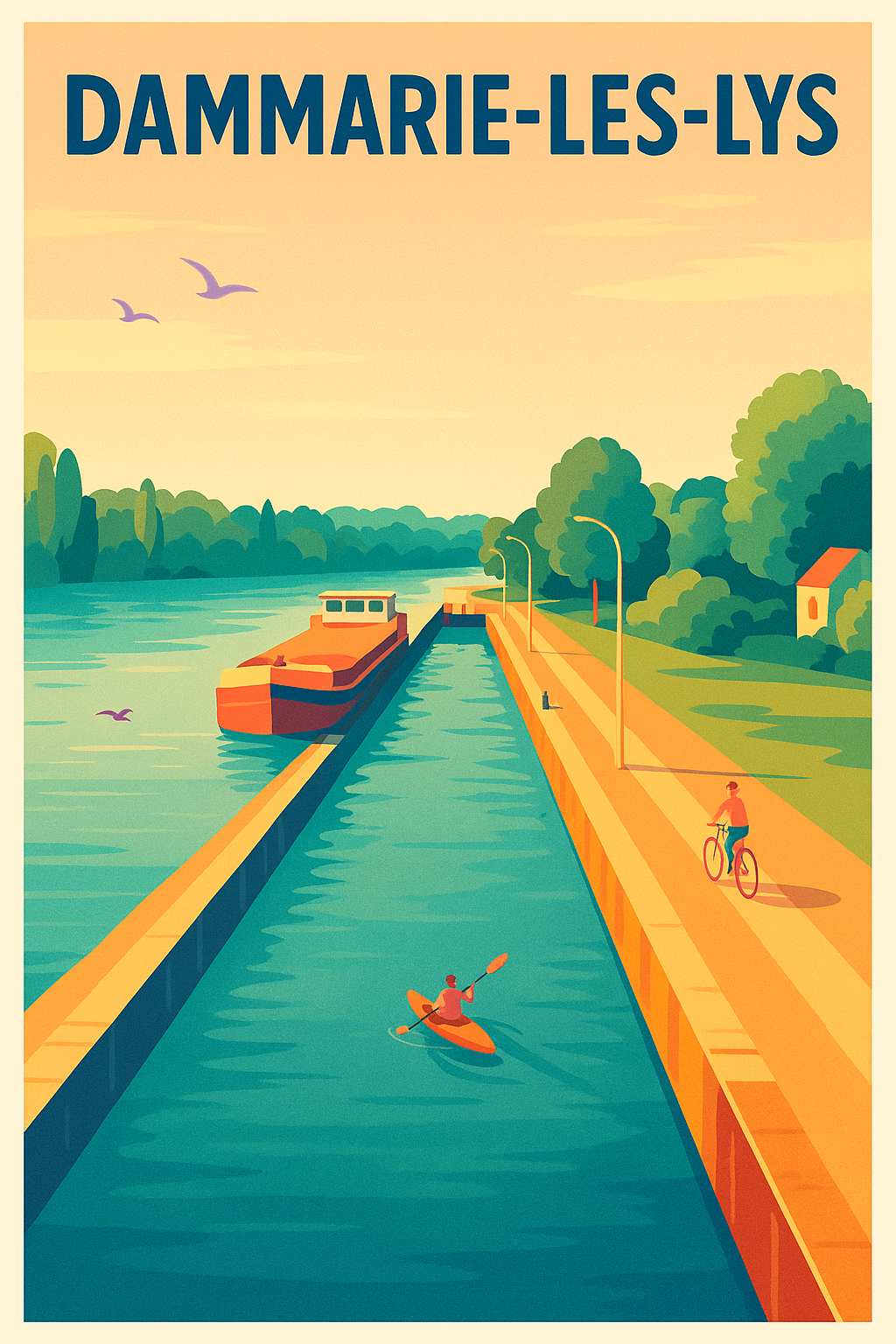 Affiche Dammarie-les-Lys — Évasion au fil de l'eau · poster d'art de Dammarie-les-Lys