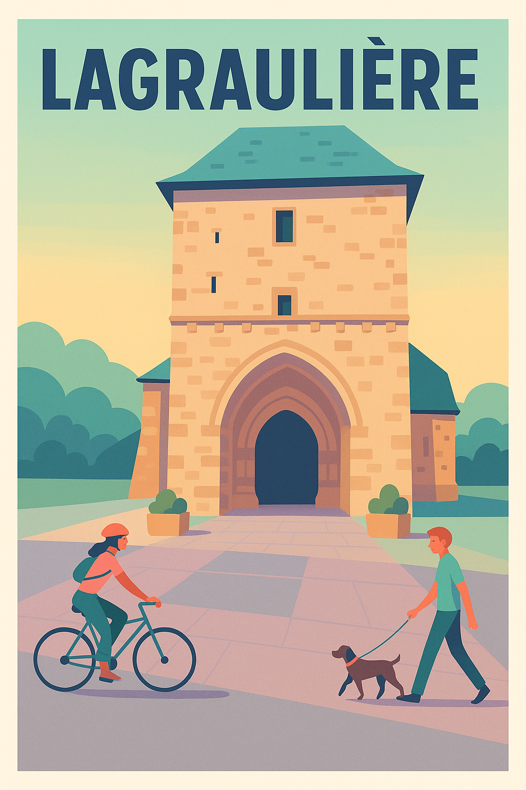 Affiche de Lagraulière - L'élégance médiévale au cœur de la nature