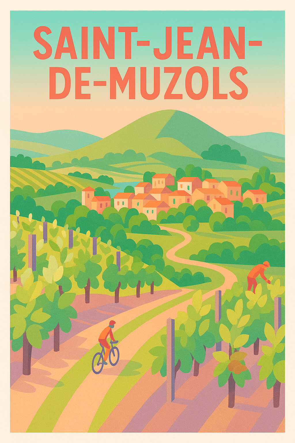 Affiche de Saint-Jean-de-Muzols - Échappée verte au cœur des vignobles